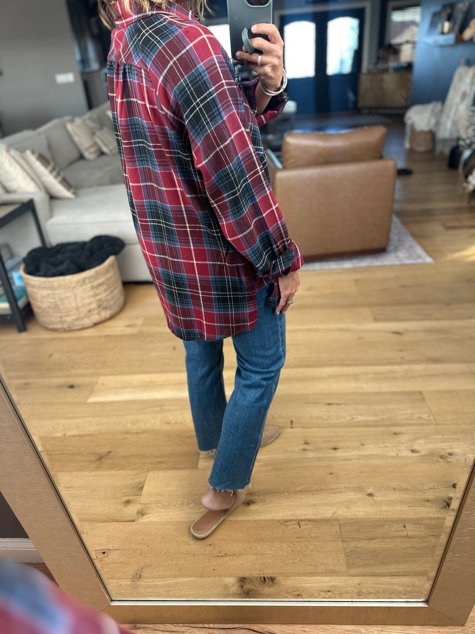 Long Road Ahead Oversized Plaid Flannel-Sweaters-Aemi & Co-Anna Kaytes Boutique, Women's Fashion Boutique in Grinnell, Iowa