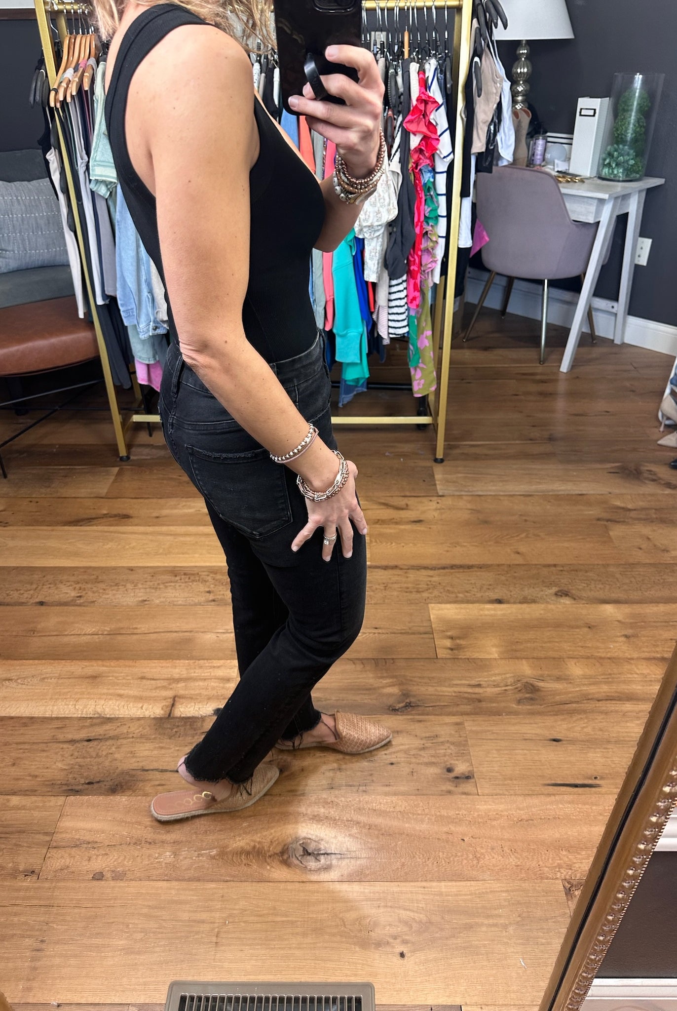 On My Side Scoop-Neck Ribbed Bodysuit - Black-Bodysuits-Mono B KT-B8117-Anna Kaytes Boutique, Women's Fashion Boutique in Grinnell, Iowa