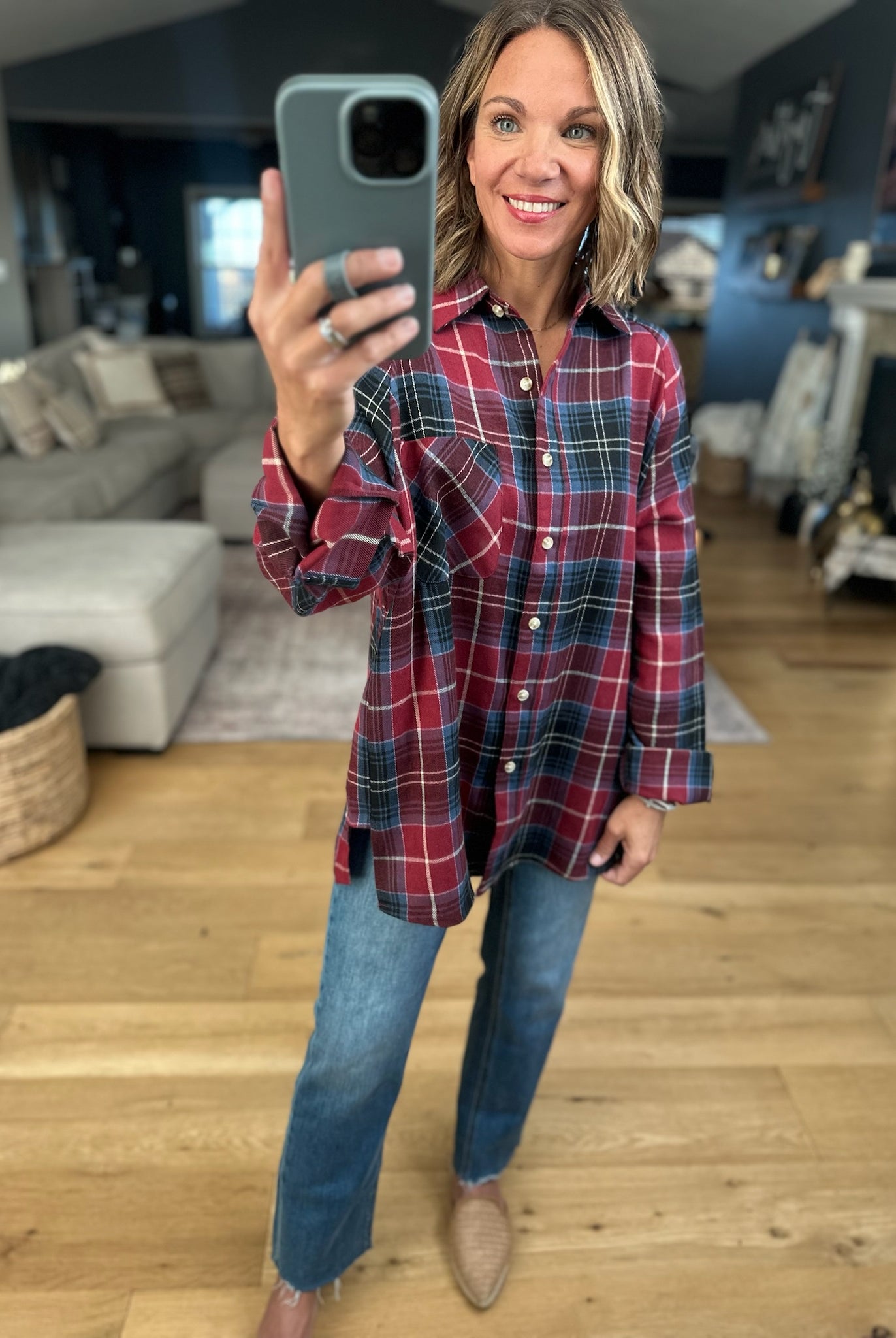 Long Road Ahead Oversized Plaid Flannel-Sweaters-Aemi & Co-Anna Kaytes Boutique, Women's Fashion Boutique in Grinnell, Iowa