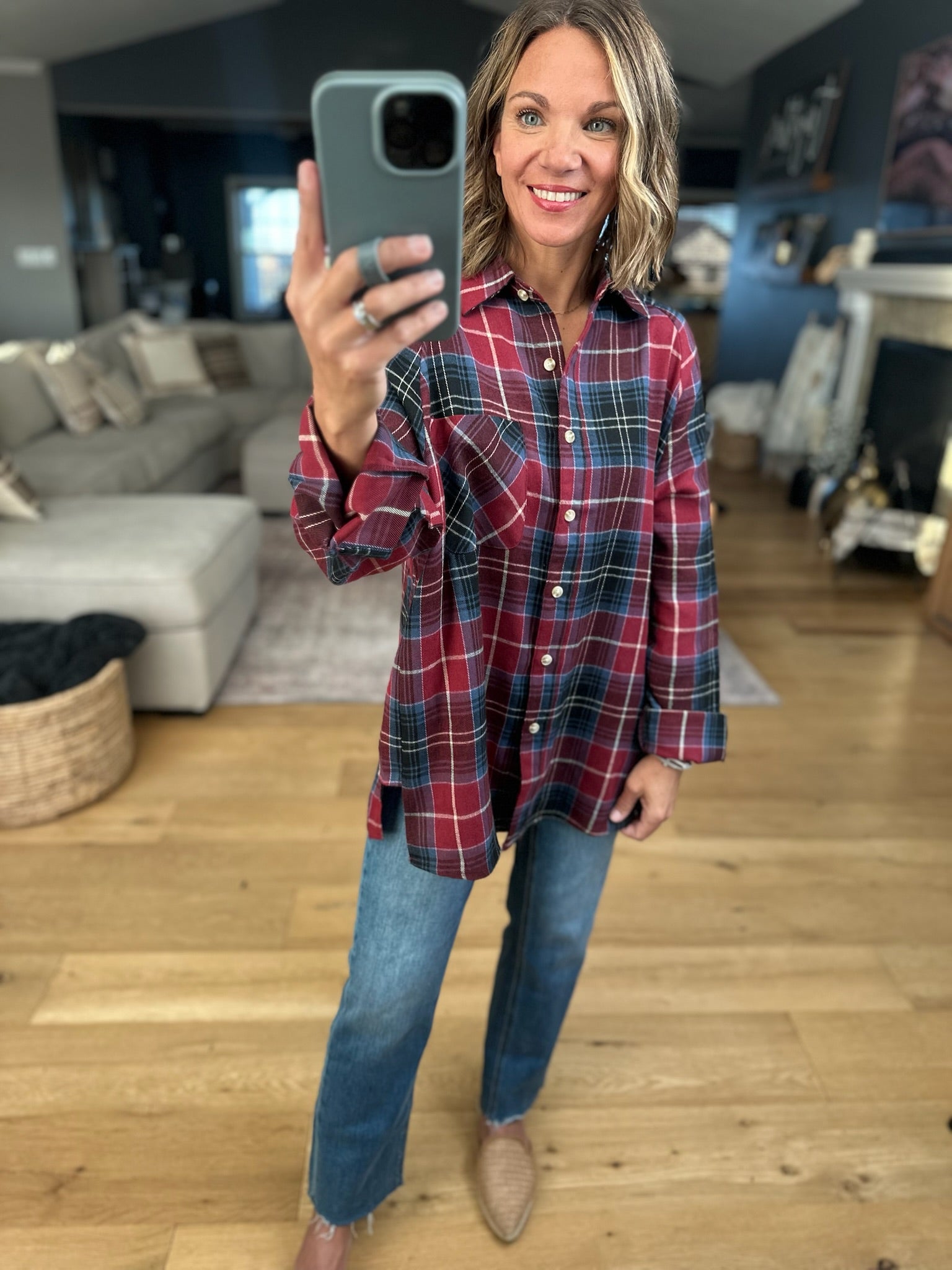 Long Road Ahead Oversized Plaid Flannel-Sweaters-Aemi & Co-Anna Kaytes Boutique, Women's Fashion Boutique in Grinnell, Iowa