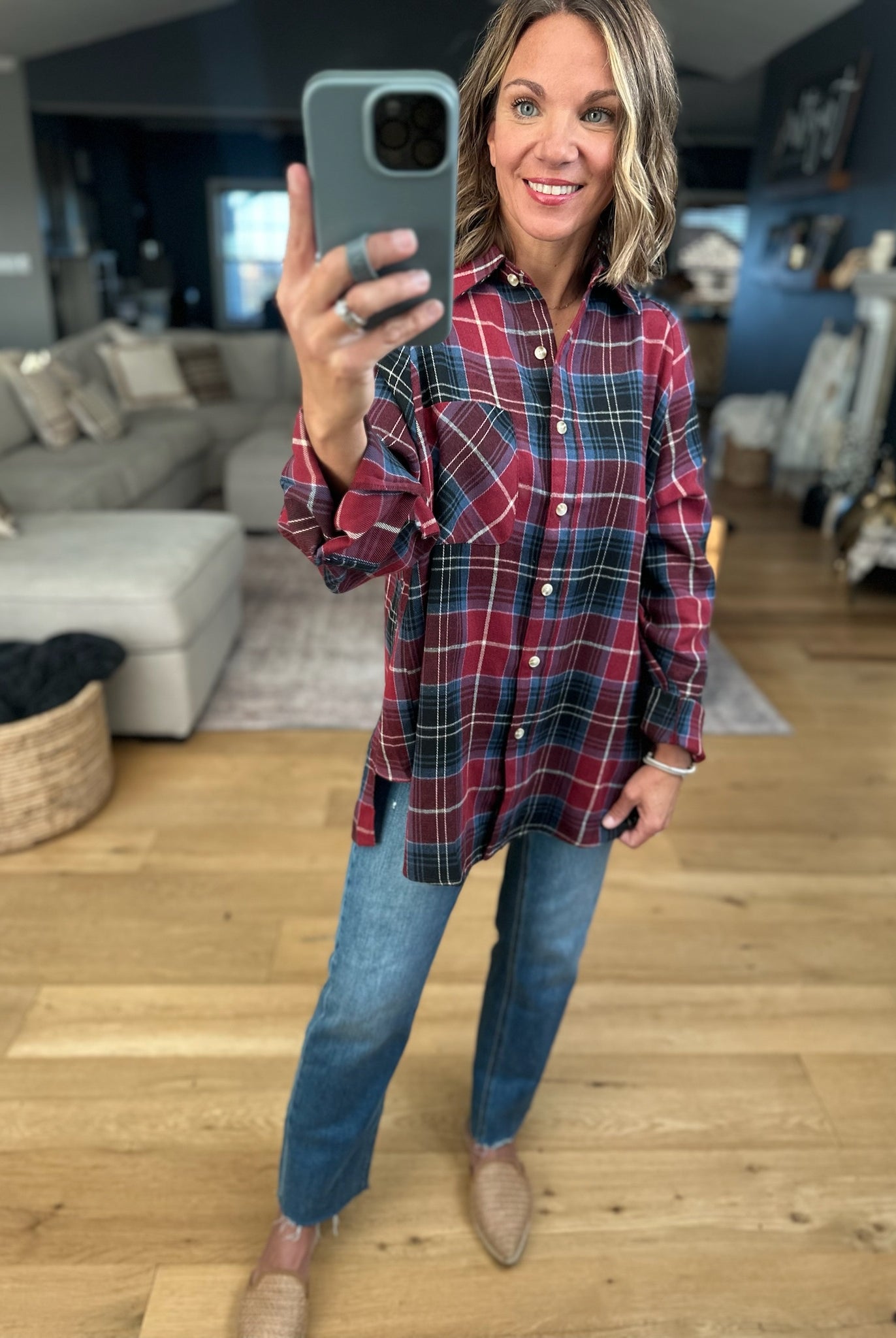 Long Road Ahead Oversized Plaid Flannel-Sweaters-Aemi & Co-Anna Kaytes Boutique, Women's Fashion Boutique in Grinnell, Iowa
