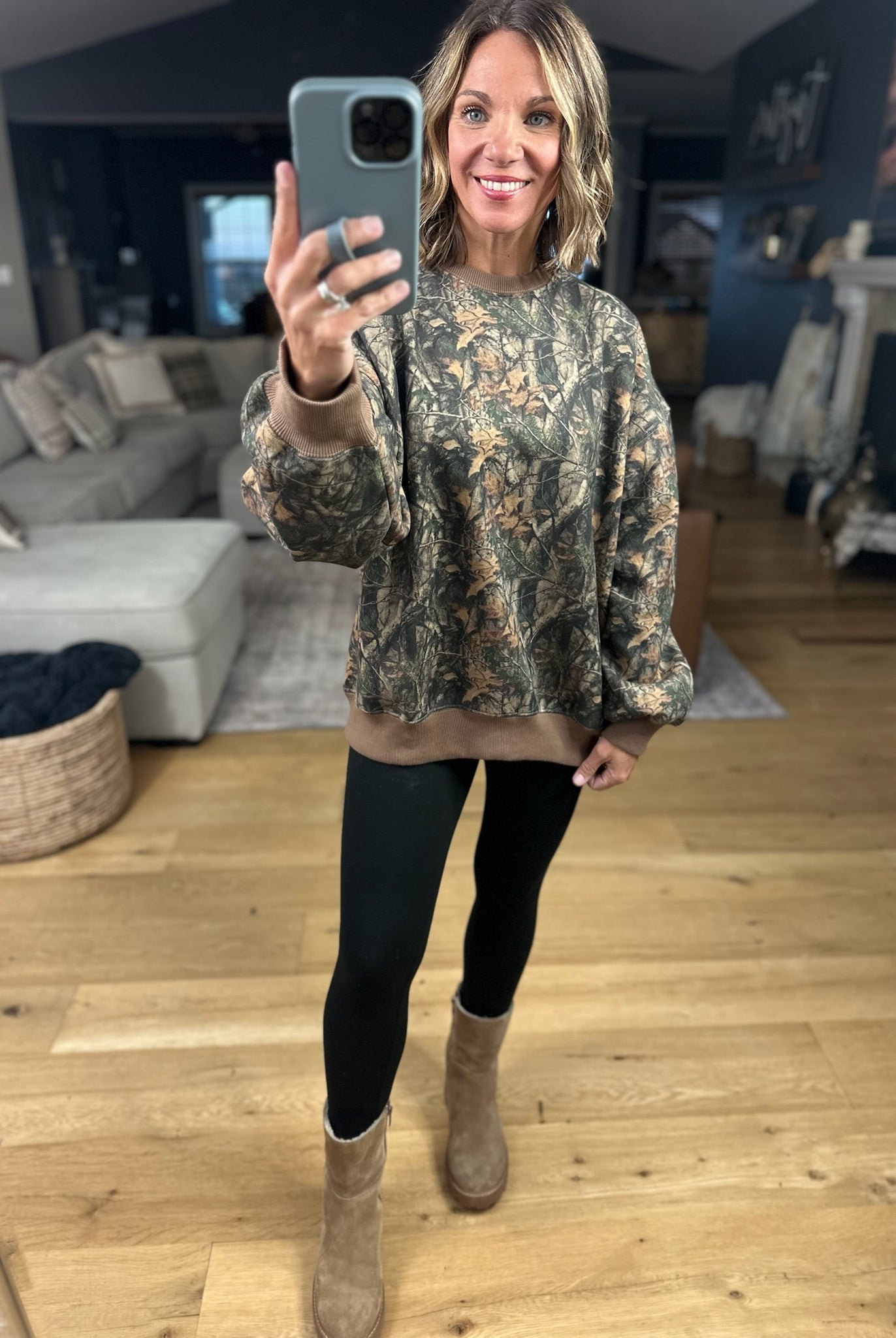 Looking For You Camo Crewneck-Sweaters-TicToc-Anna Kaytes Boutique, Women's Fashion Boutique in Grinnell, Iowa
