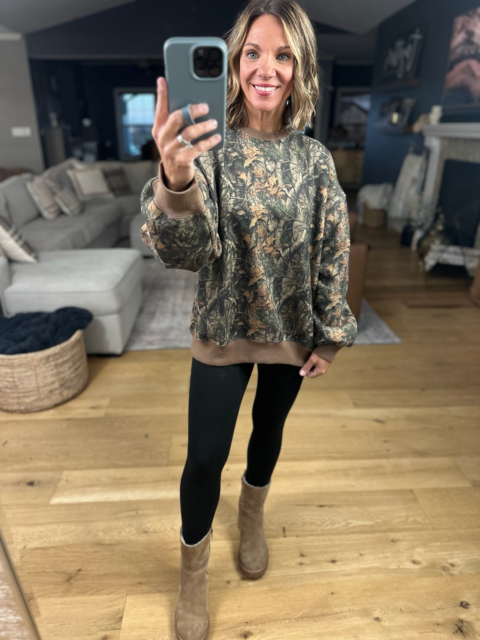 Looking For You Camo Crewneck-Sweaters-TicToc-Anna Kaytes Boutique, Women's Fashion Boutique in Grinnell, Iowa