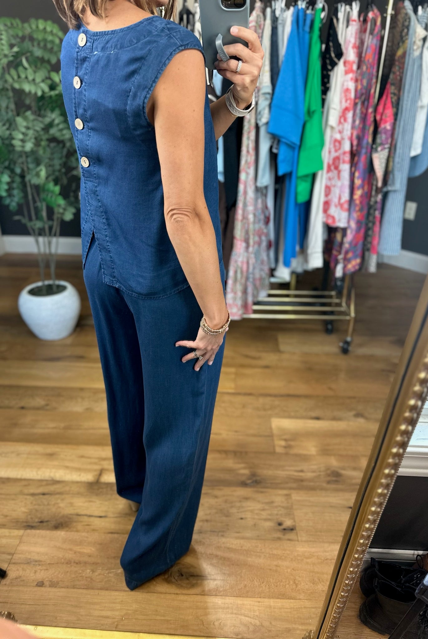 Out Of The Gate Chambray 2-Piece Set-Pants-Anna Kaytes Boutique-Anna Kaytes Boutique, Women's Fashion Boutique in Grinnell, Iowa