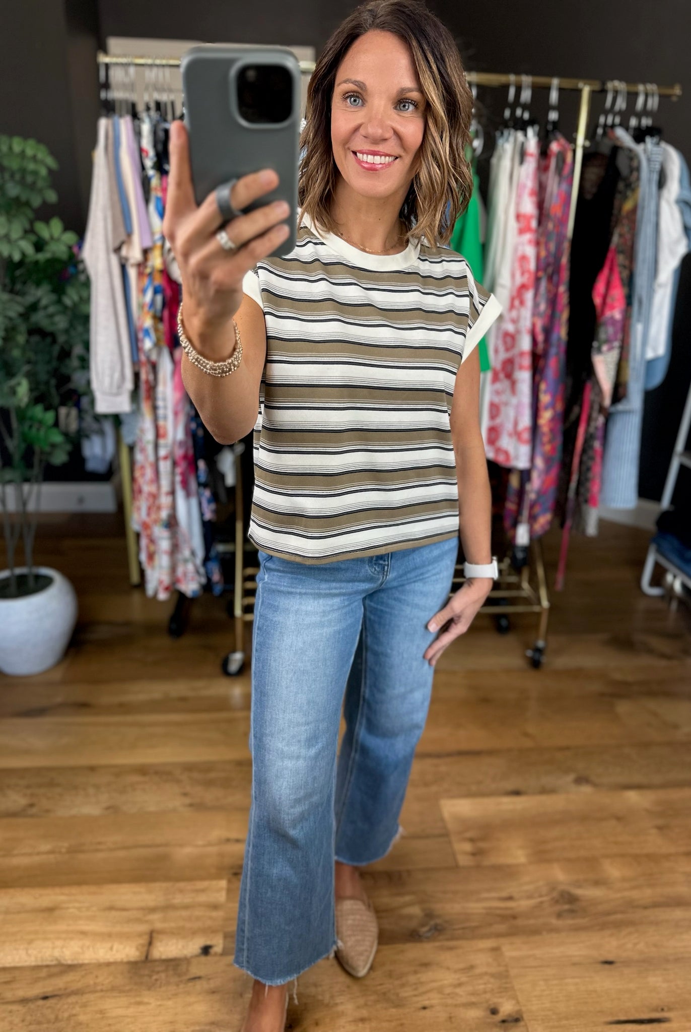 On The Other Side Striped Top-Short Sleeves-JOA-Anna Kaytes Boutique, Women's Fashion Boutique in Grinnell, Iowa