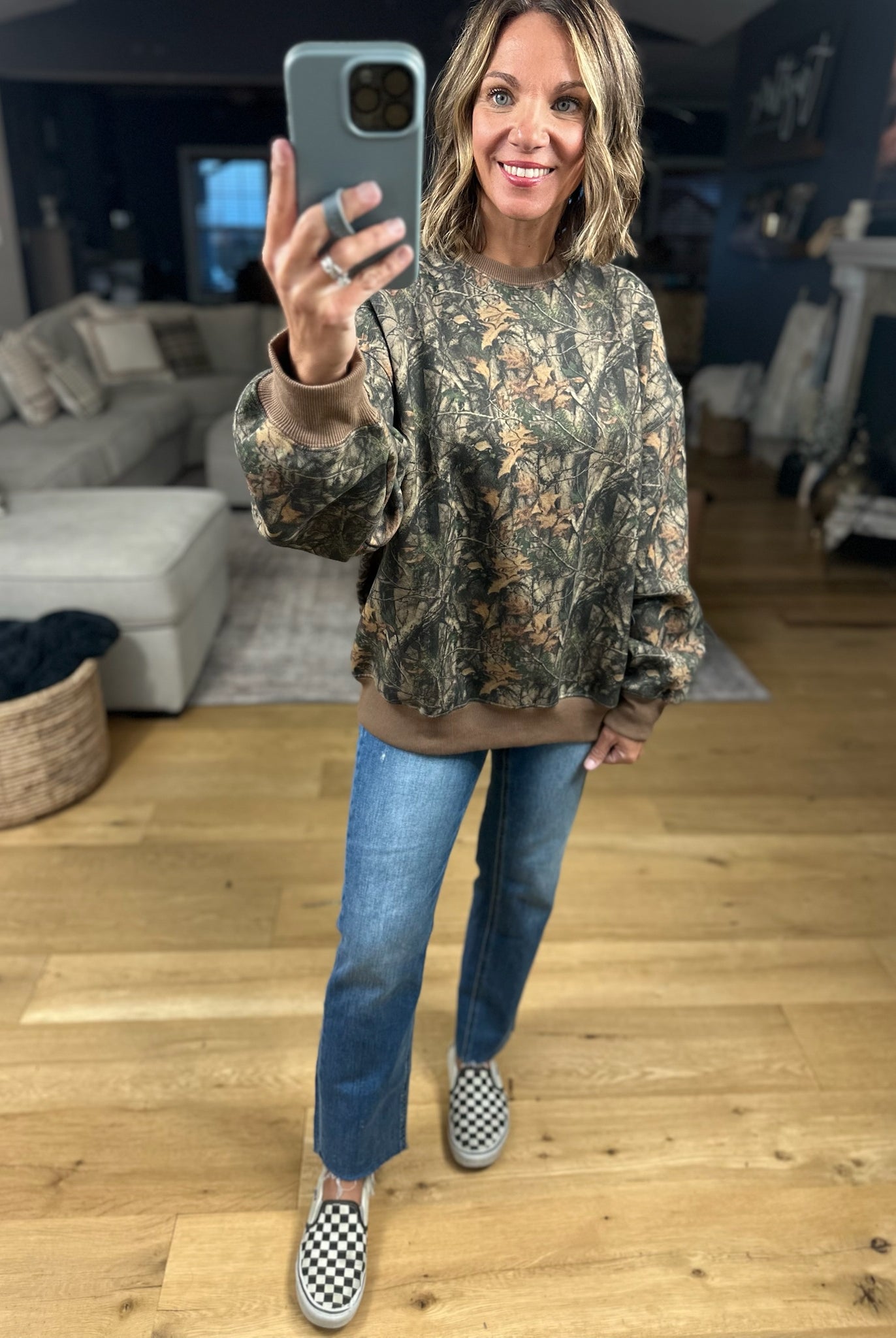 Looking For You Camo Crewneck-Sweaters-TicToc-Anna Kaytes Boutique, Women's Fashion Boutique in Grinnell, Iowa