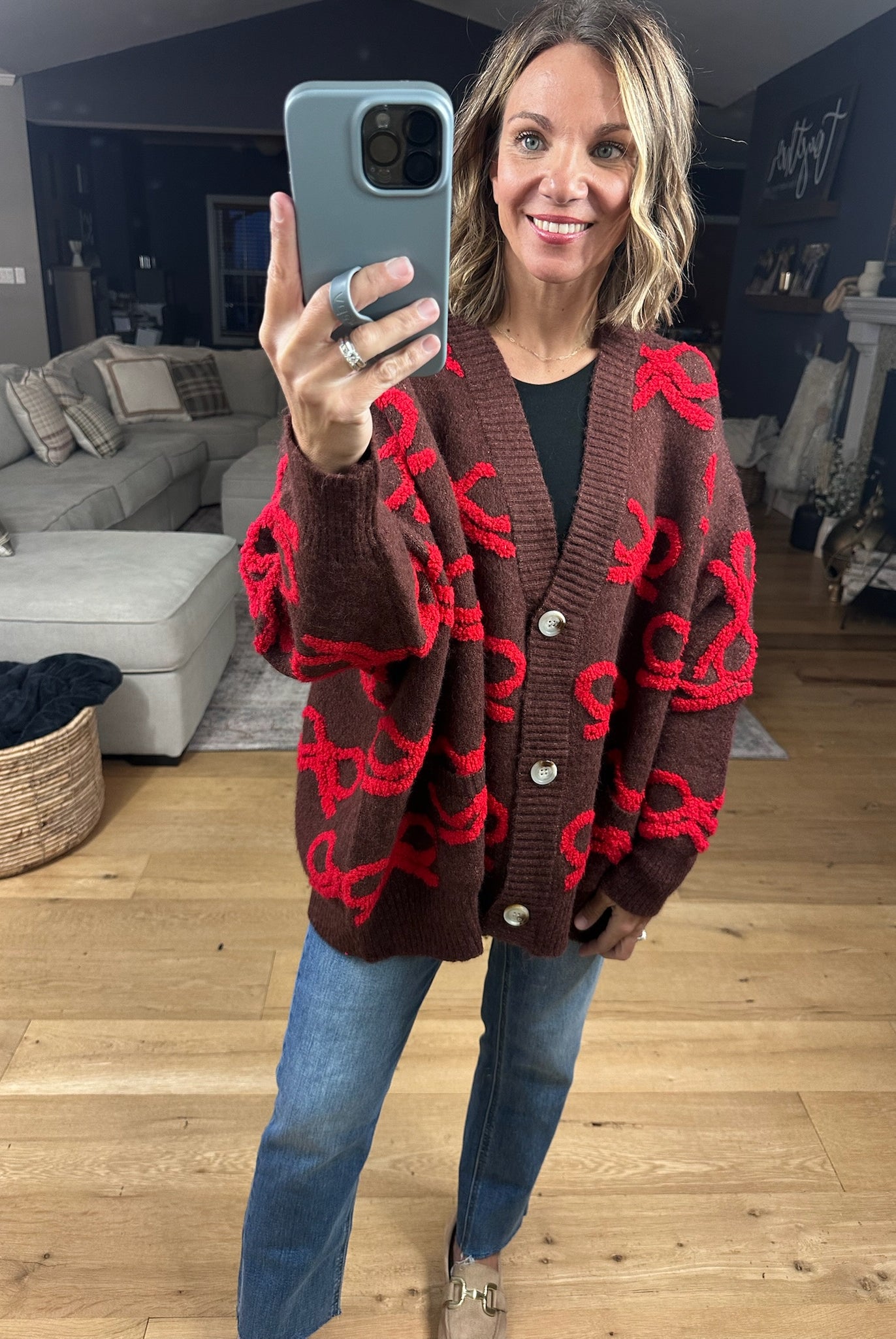 All Wrapped Up Bow Cardigan-Sweaters-Bucketlist-Anna Kaytes Boutique, Women's Fashion Boutique in Grinnell, Iowa