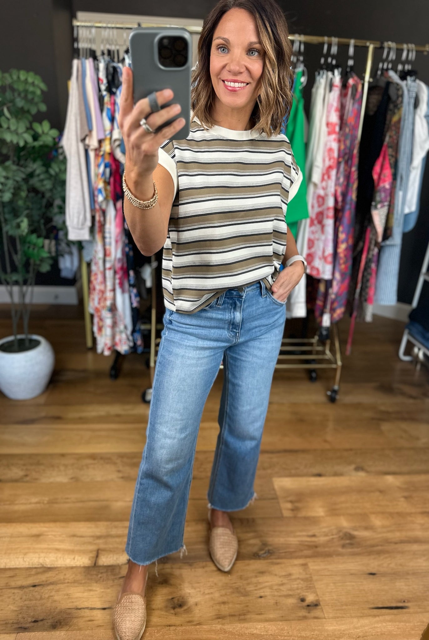 On The Other Side Striped Top-Short Sleeves-JOA-Anna Kaytes Boutique, Women's Fashion Boutique in Grinnell, Iowa