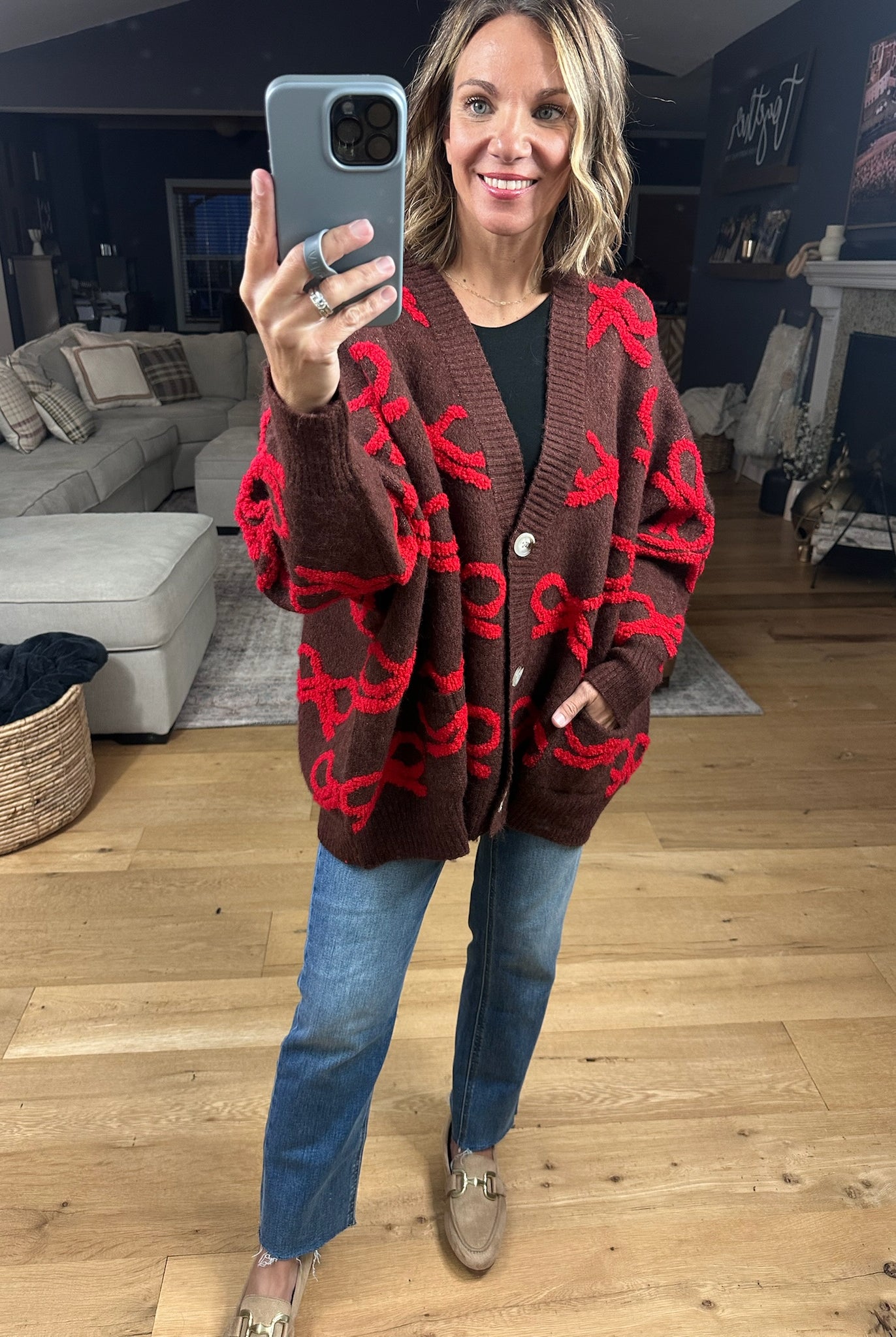 All Wrapped Up Bow Cardigan-Sweaters-Bucketlist-Anna Kaytes Boutique, Women's Fashion Boutique in Grinnell, Iowa