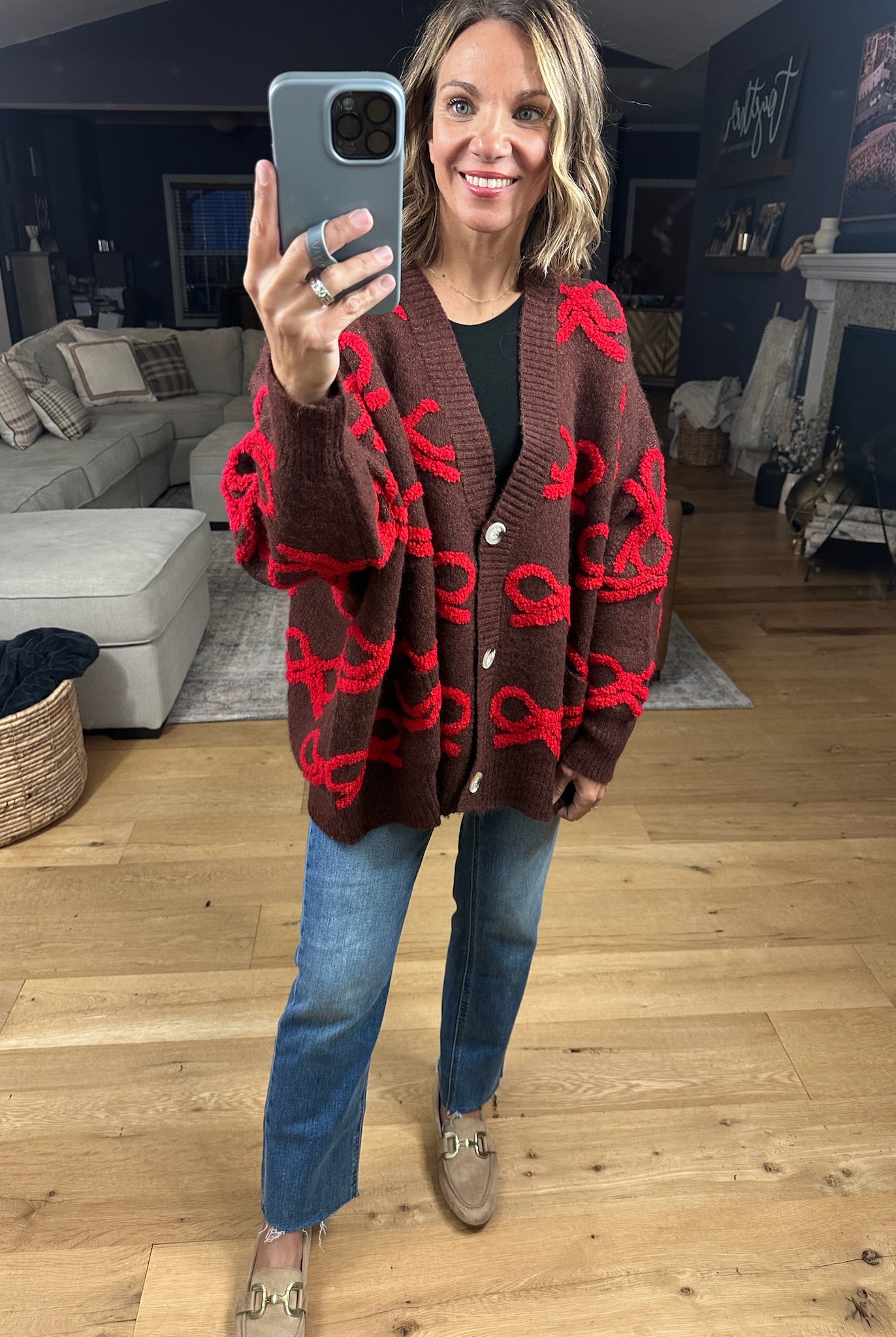 All Wrapped Up Bow Cardigan-Sweaters-Bucketlist-Anna Kaytes Boutique, Women's Fashion Boutique in Grinnell, Iowa