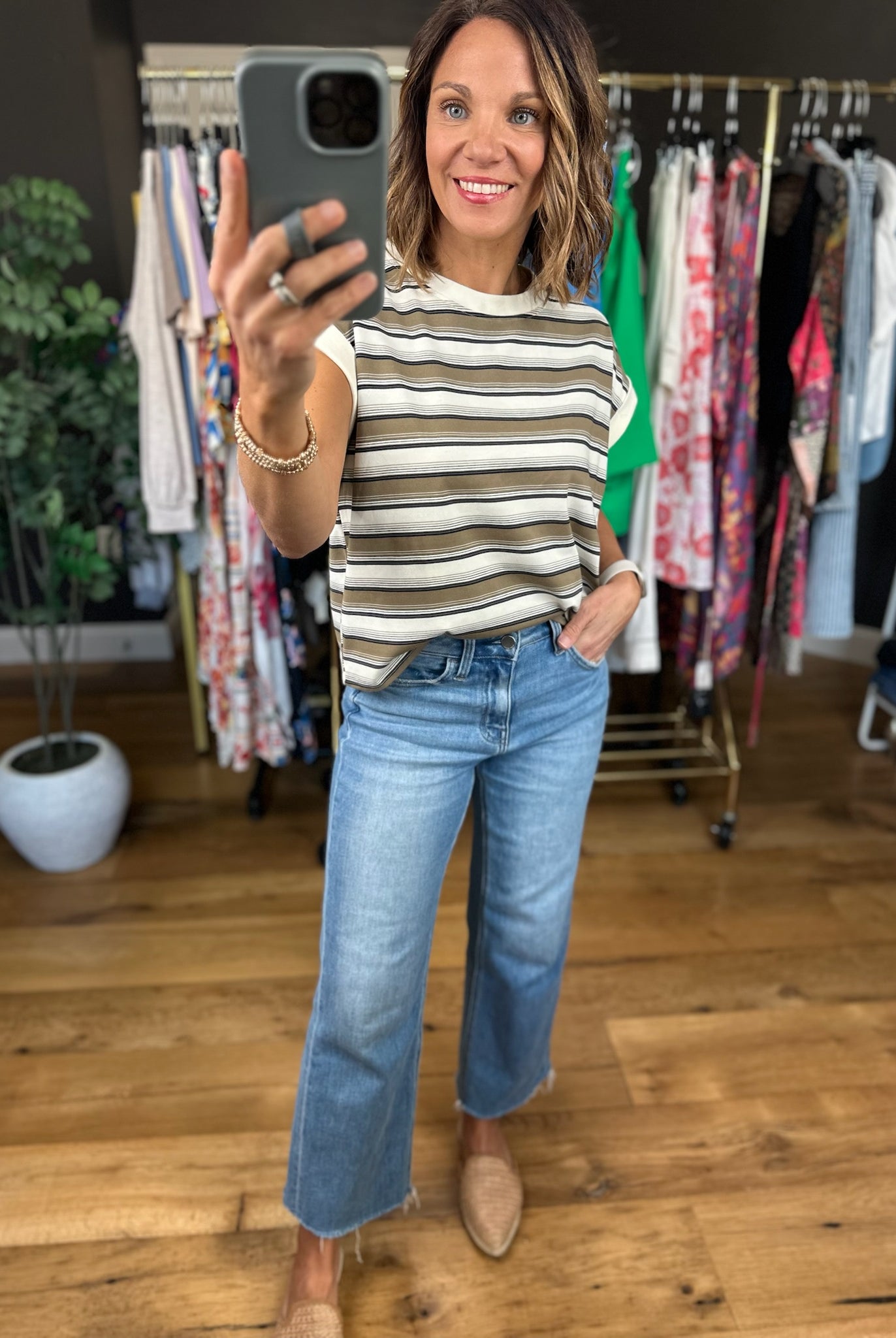 On The Other Side Striped Top-Short Sleeves-JOA-Anna Kaytes Boutique, Women's Fashion Boutique in Grinnell, Iowa