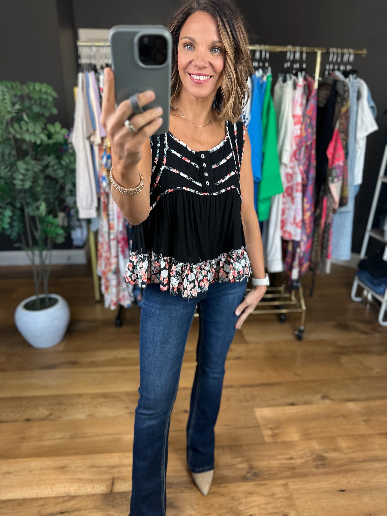 Every Angle Floral-Detail Top-Sleeveless-POL-Anna Kaytes Boutique, Women's Fashion Boutique in Grinnell, Iowa