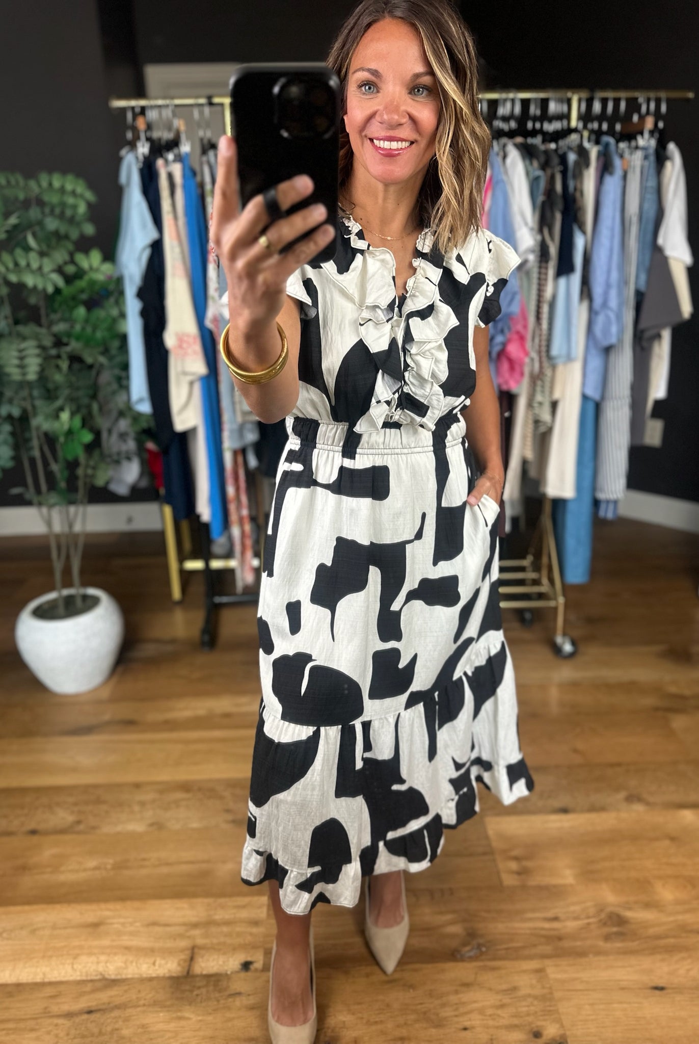 Modern Charm Patterned Dress-Dresses-THML-Anna Kaytes Boutique, Women's Fashion Boutique in Grinnell, Iowa