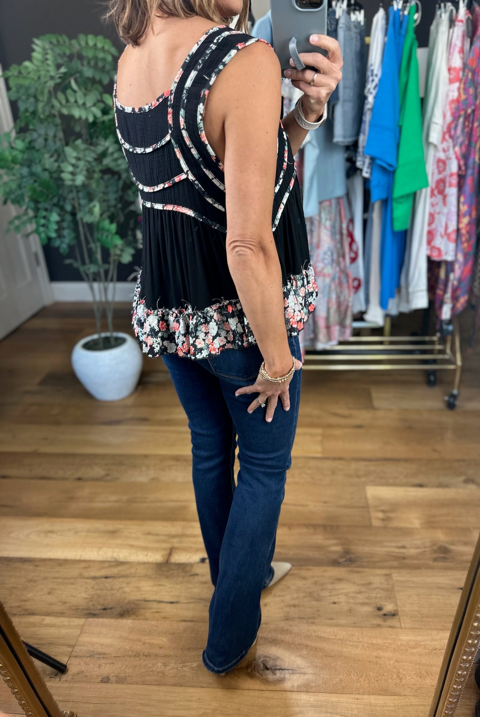 Every Angle Floral-Detail Top-Sleeveless-POL-Anna Kaytes Boutique, Women's Fashion Boutique in Grinnell, Iowa