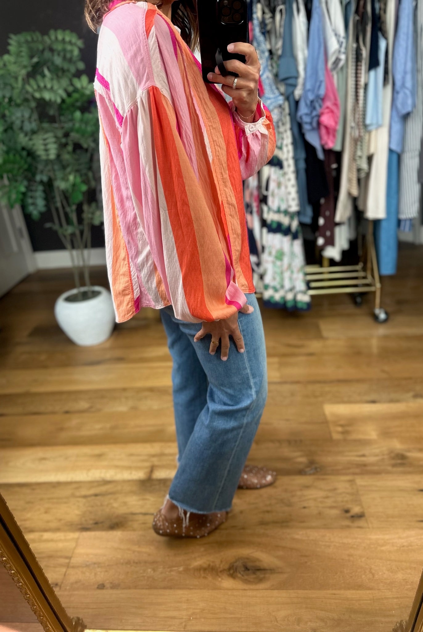 Coastal Fun Button-Down Top-Long Sleeves-Fate-Anna Kaytes Boutique, Women's Fashion Boutique in Grinnell, Iowa