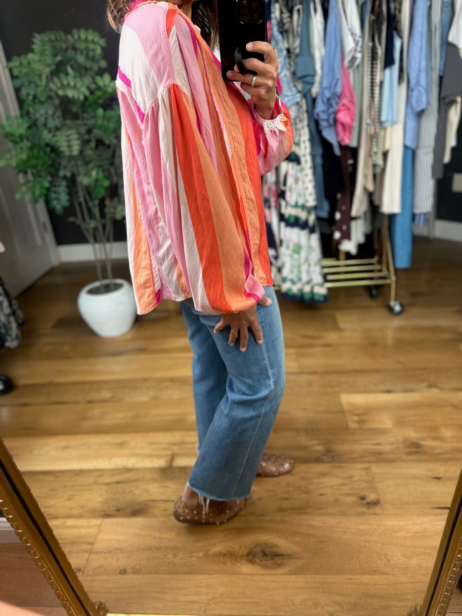 Coastal Fun Button-Down Top-Long Sleeves-Fate-Anna Kaytes Boutique, Women's Fashion Boutique in Grinnell, Iowa