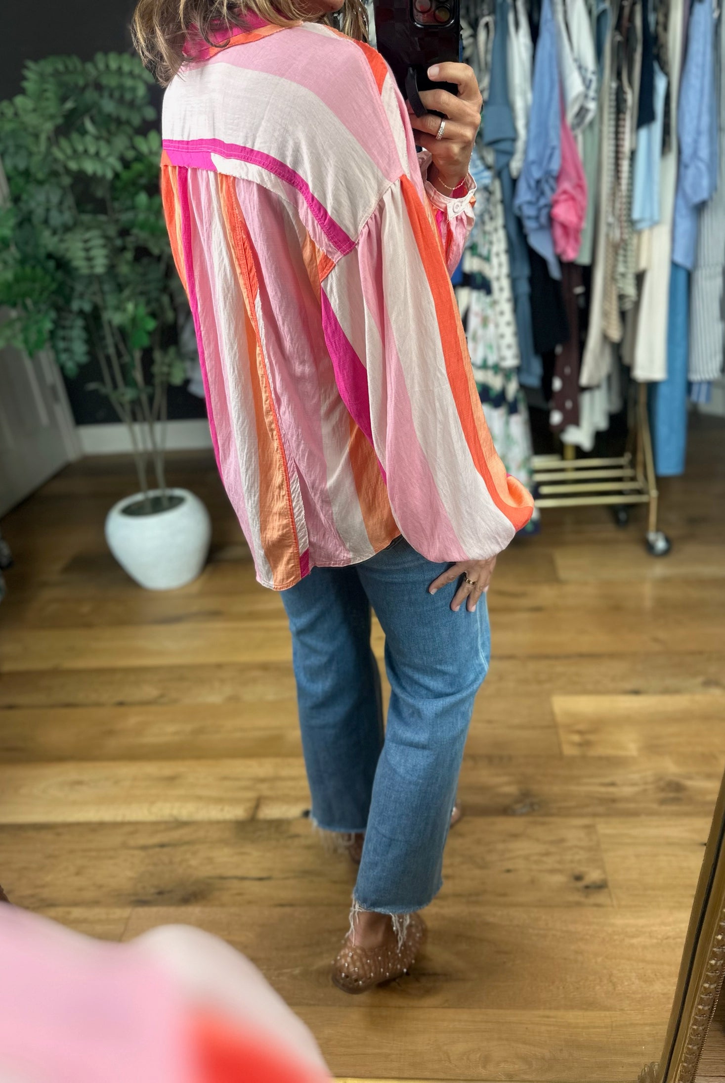 Coastal Fun Button-Down Top-Long Sleeves-Fate-Anna Kaytes Boutique, Women's Fashion Boutique in Grinnell, Iowa