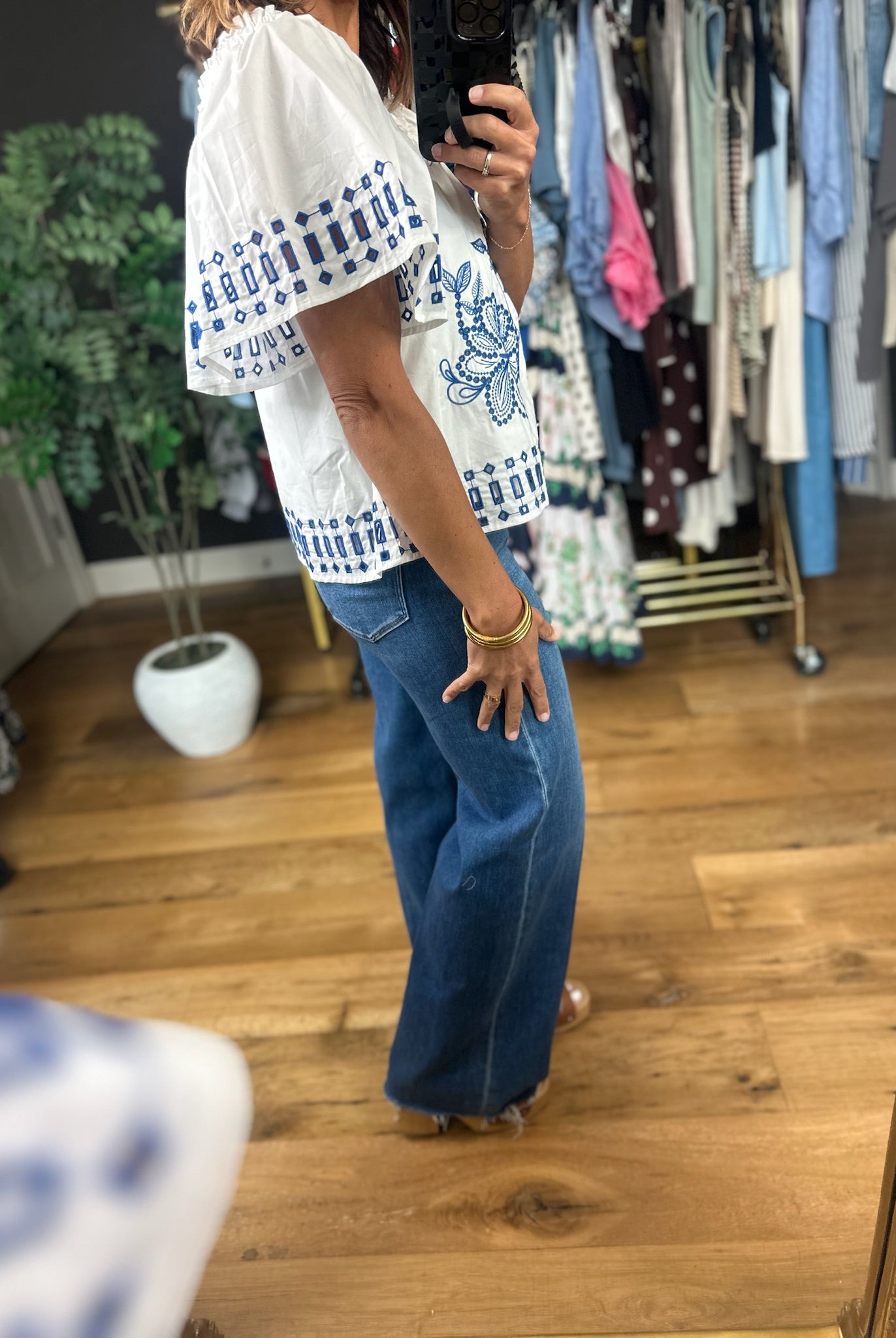 Under Santorini Sun Eyelet Top-Short Sleeves-Fate-Anna Kaytes Boutique, Women's Fashion Boutique in Grinnell, Iowa