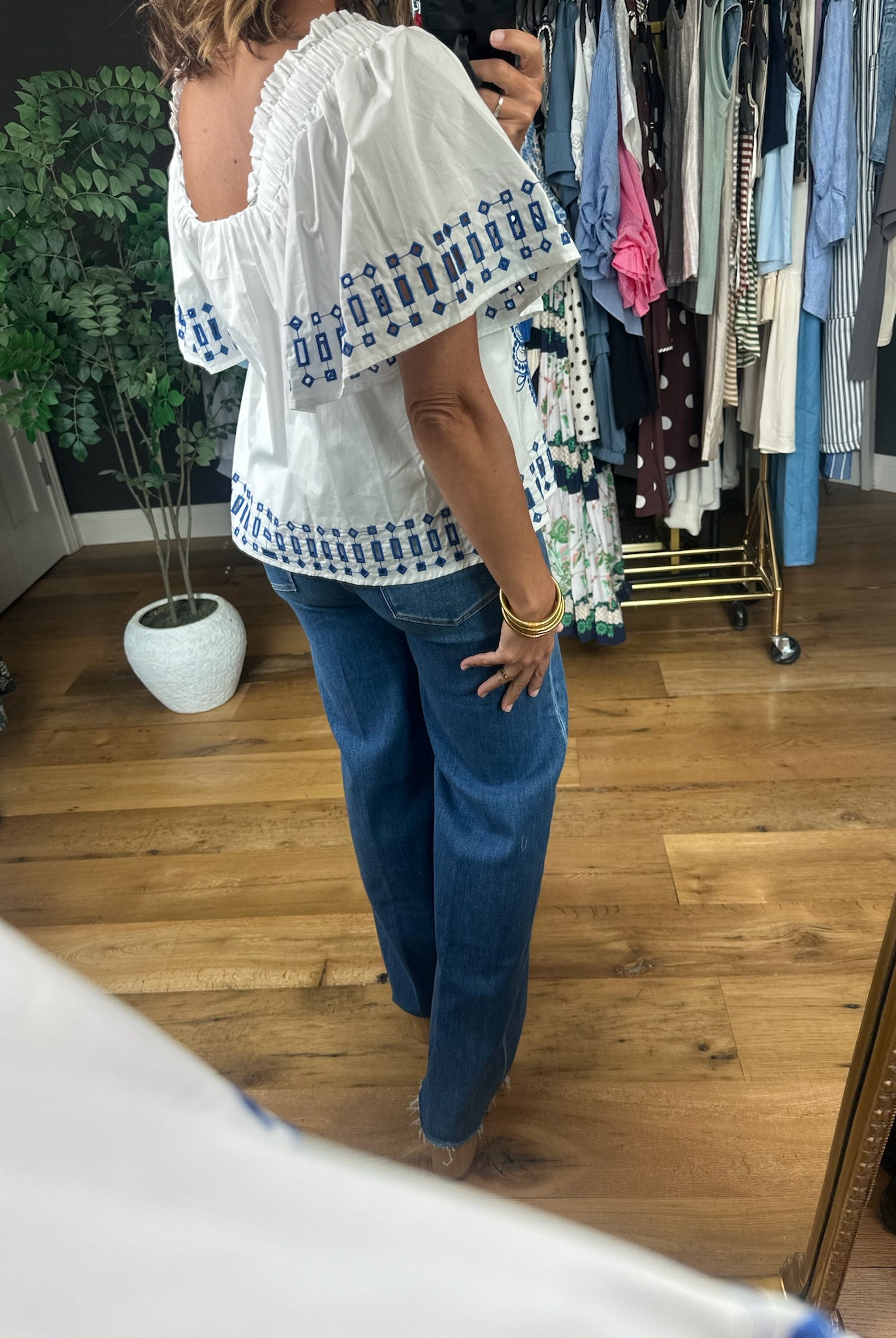 Under Santorini Sun Eyelet Top-Short Sleeves-Fate-Anna Kaytes Boutique, Women's Fashion Boutique in Grinnell, Iowa