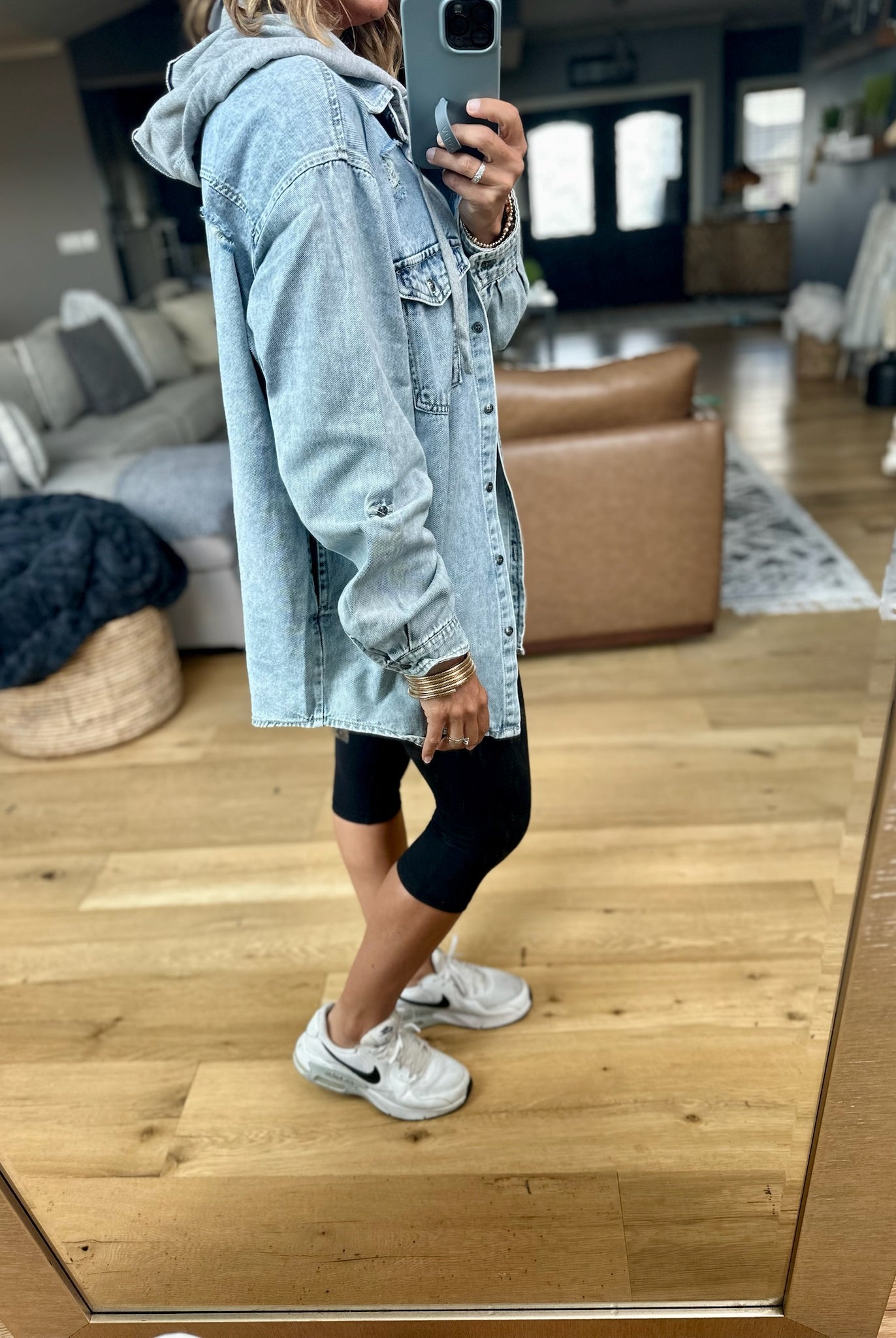 Do It All Denim Hoodie Jacket-Jackets-Risen-Anna Kaytes Boutique, Women's Fashion Boutique in Grinnell, Iowa