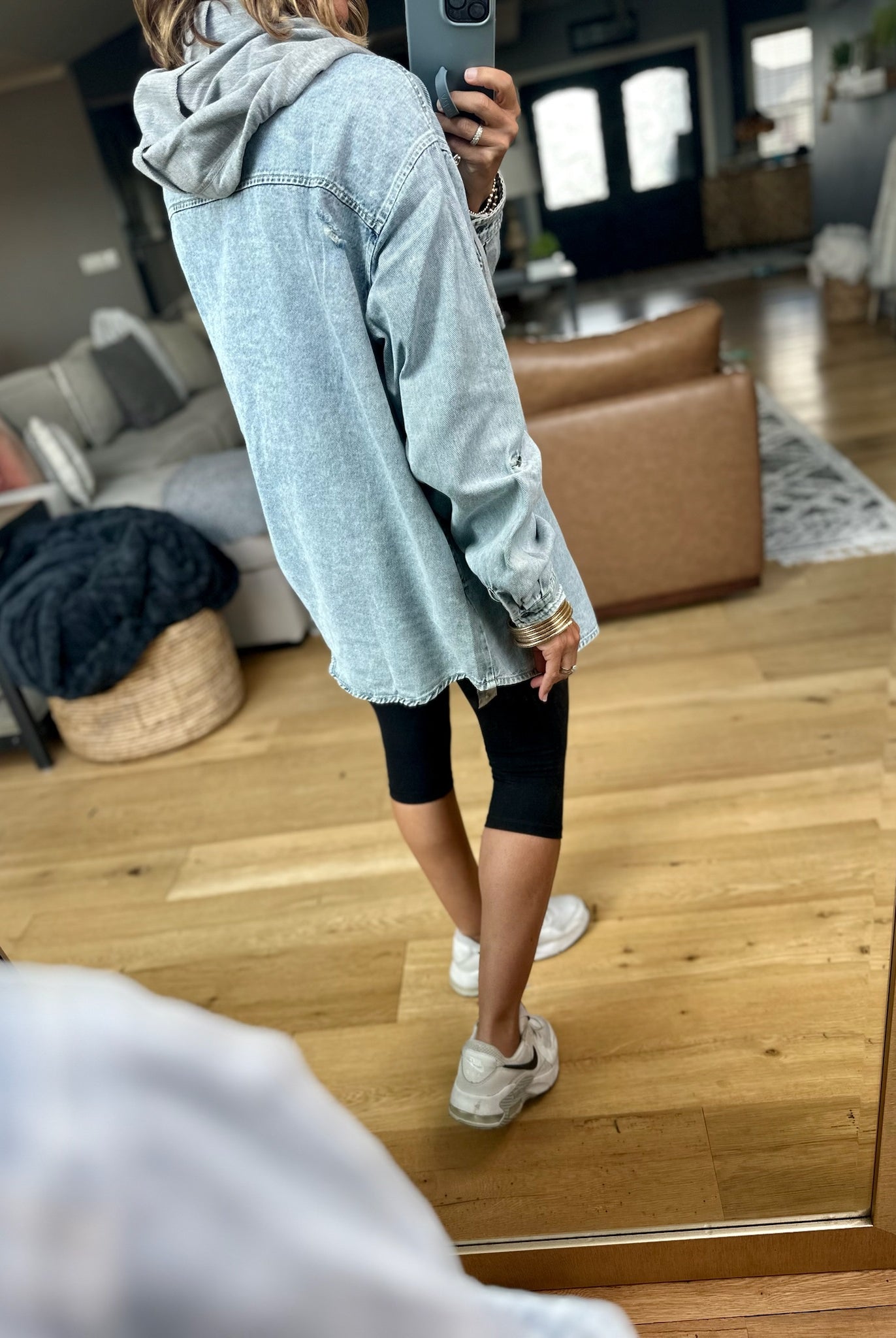 Do It All Denim Hoodie Jacket-Jackets-Risen-Anna Kaytes Boutique, Women's Fashion Boutique in Grinnell, Iowa