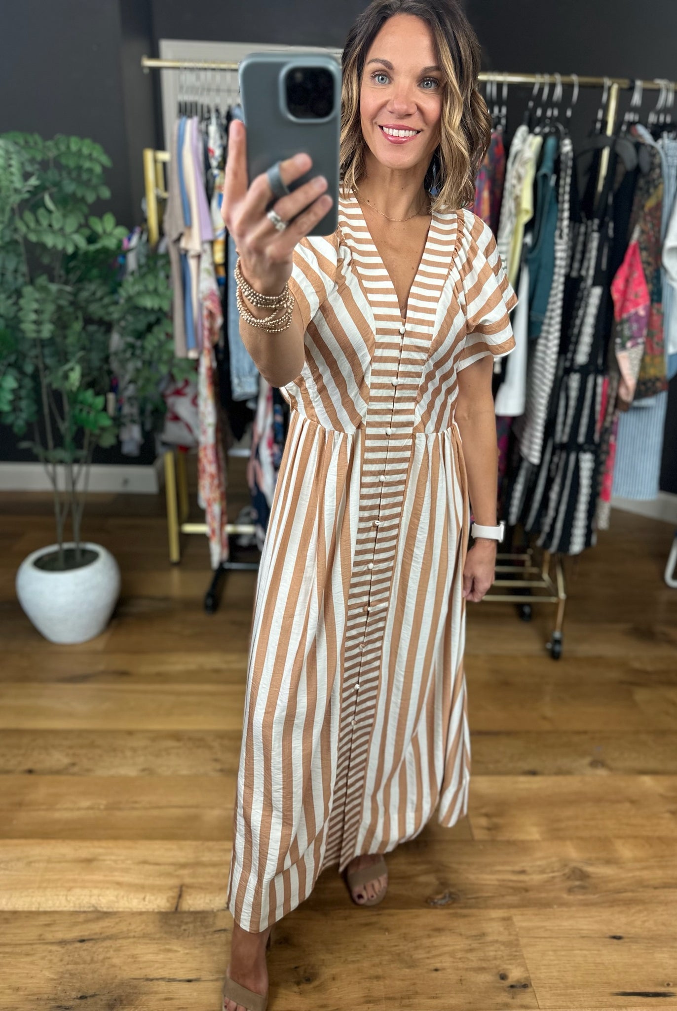 Winding Wishes Contrast Striped Maxi Dress-Dresses-Umgee-Anna Kaytes Boutique, Women's Fashion Boutique in Grinnell, Iowa