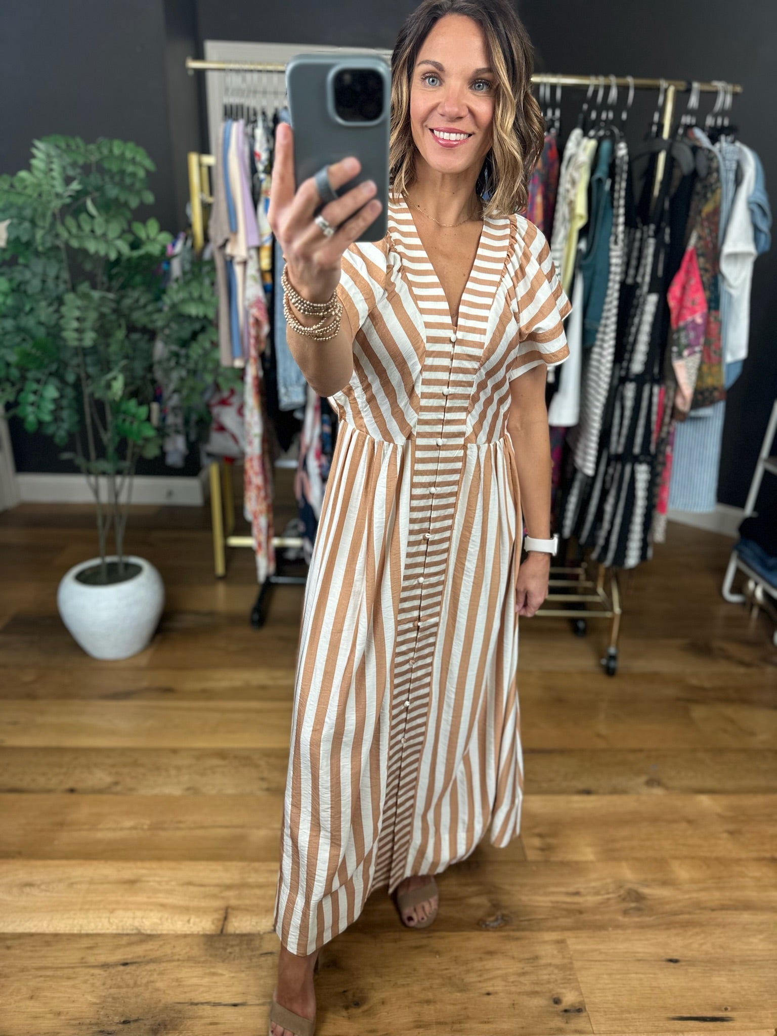 Winding Wishes Contrast Striped Maxi Dress-Dresses-Umgee-Anna Kaytes Boutique, Women's Fashion Boutique in Grinnell, Iowa