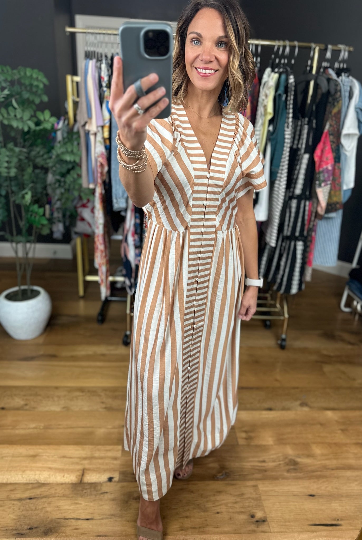 Winding Wishes Contrast Striped Maxi Dress-Dresses-Umgee-Anna Kaytes Boutique, Women's Fashion Boutique in Grinnell, Iowa