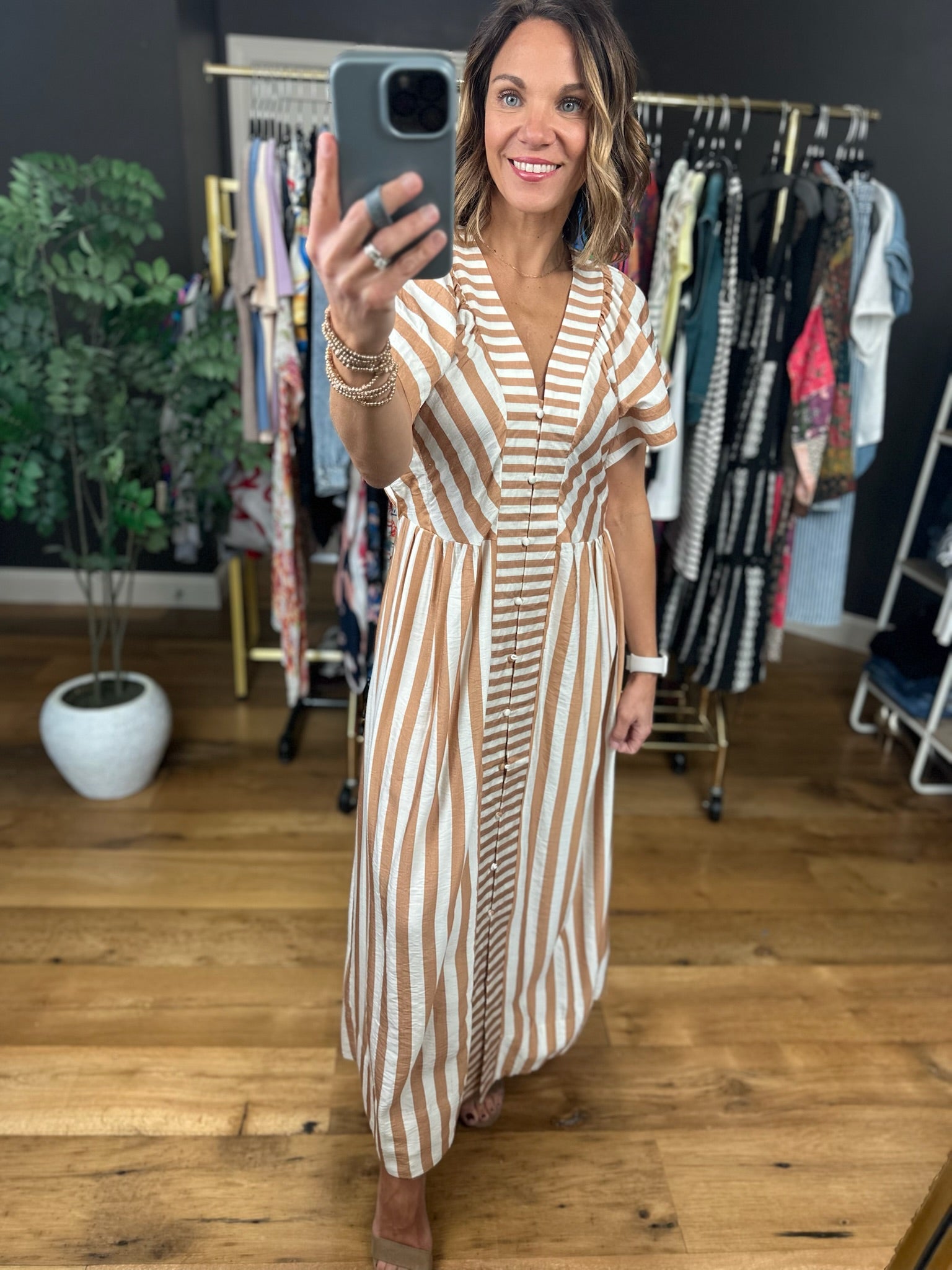 Winding Wishes Contrast Striped Maxi Dress-Dresses-Umgee-Anna Kaytes Boutique, Women's Fashion Boutique in Grinnell, Iowa