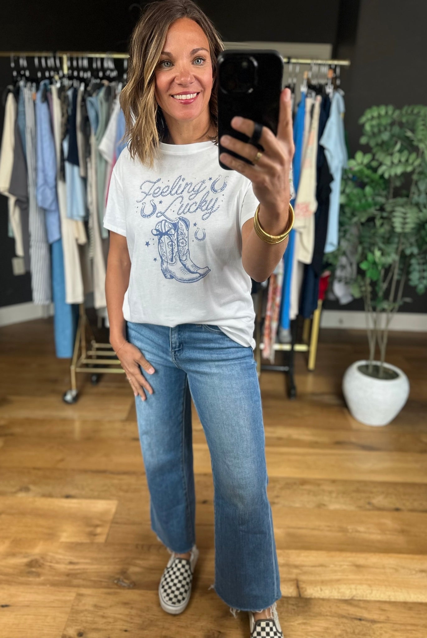 Feeling Lucky Graphic Tee-Short Sleeves-Tres Bien-Anna Kaytes Boutique, Women's Fashion Boutique in Grinnell, Iowa