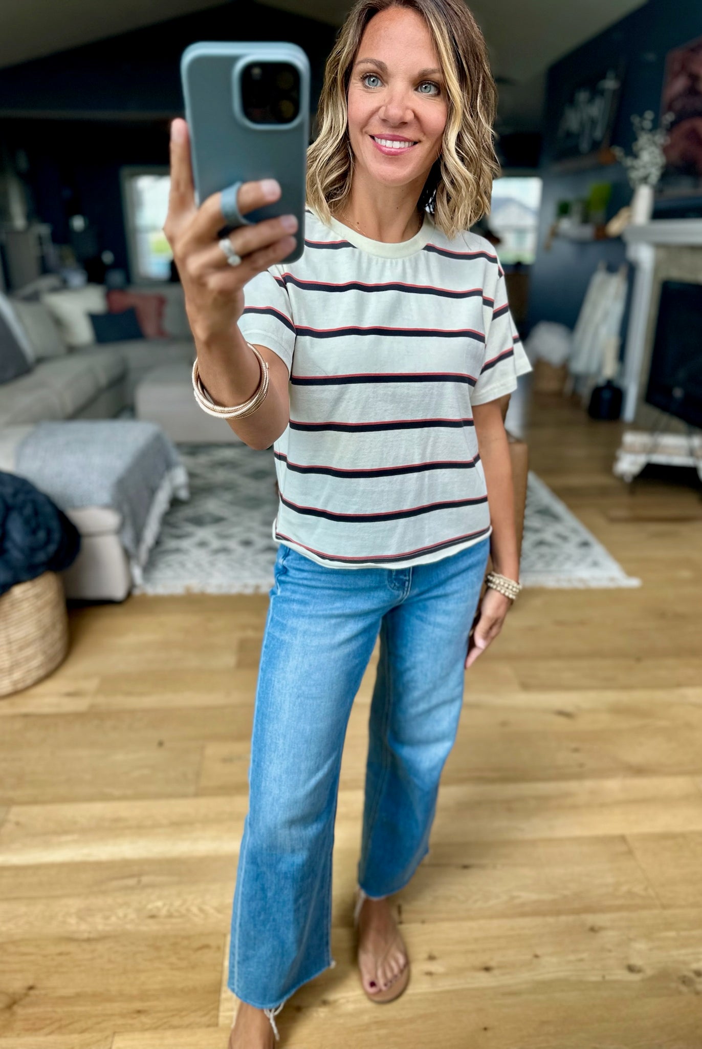 Say Enough Striped Tee-Thread & Supply-Anna Kaytes Boutique, Women's Fashion Boutique in Grinnell, Iowa