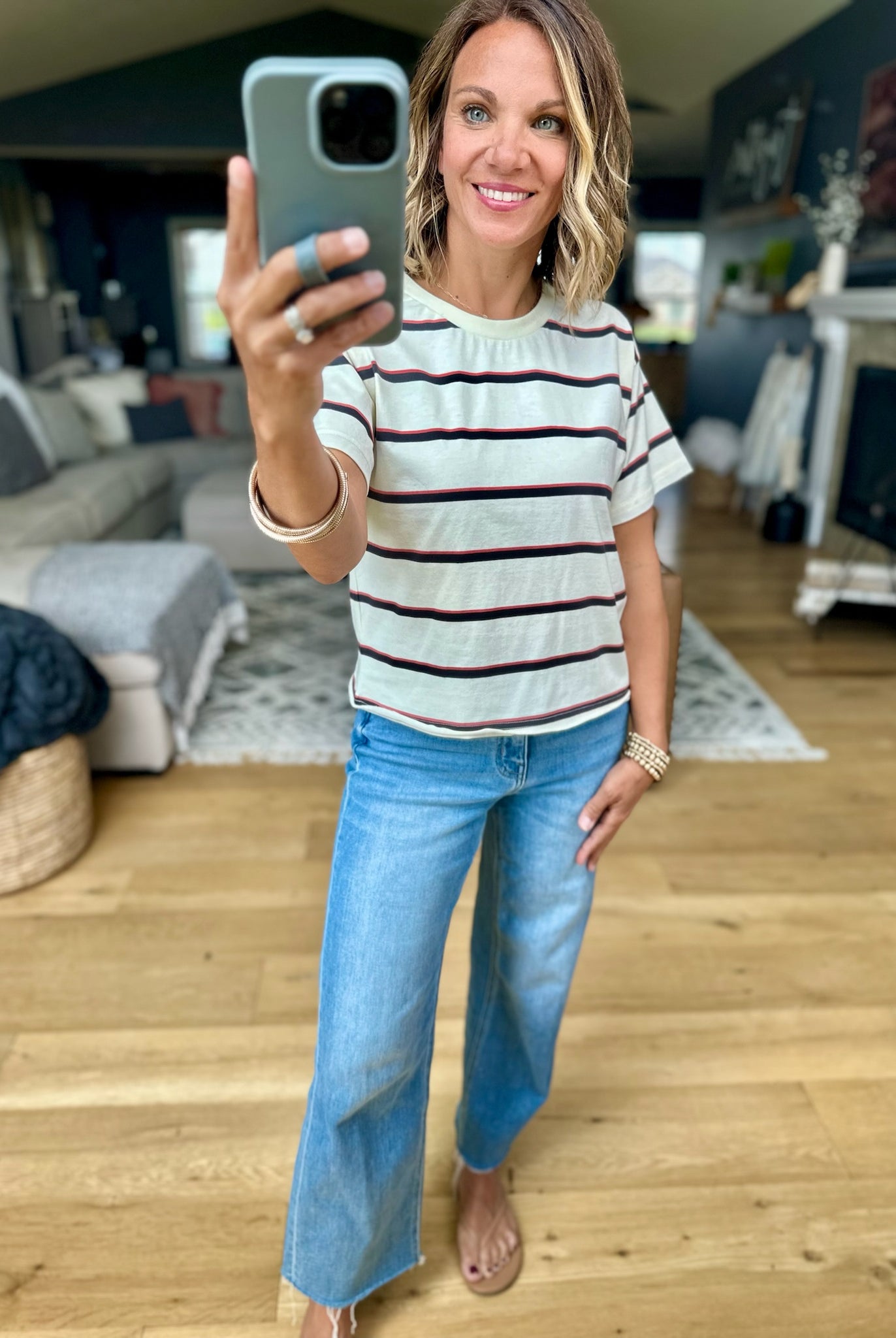 Say Enough Striped Tee-Thread & Supply-Anna Kaytes Boutique, Women's Fashion Boutique in Grinnell, Iowa