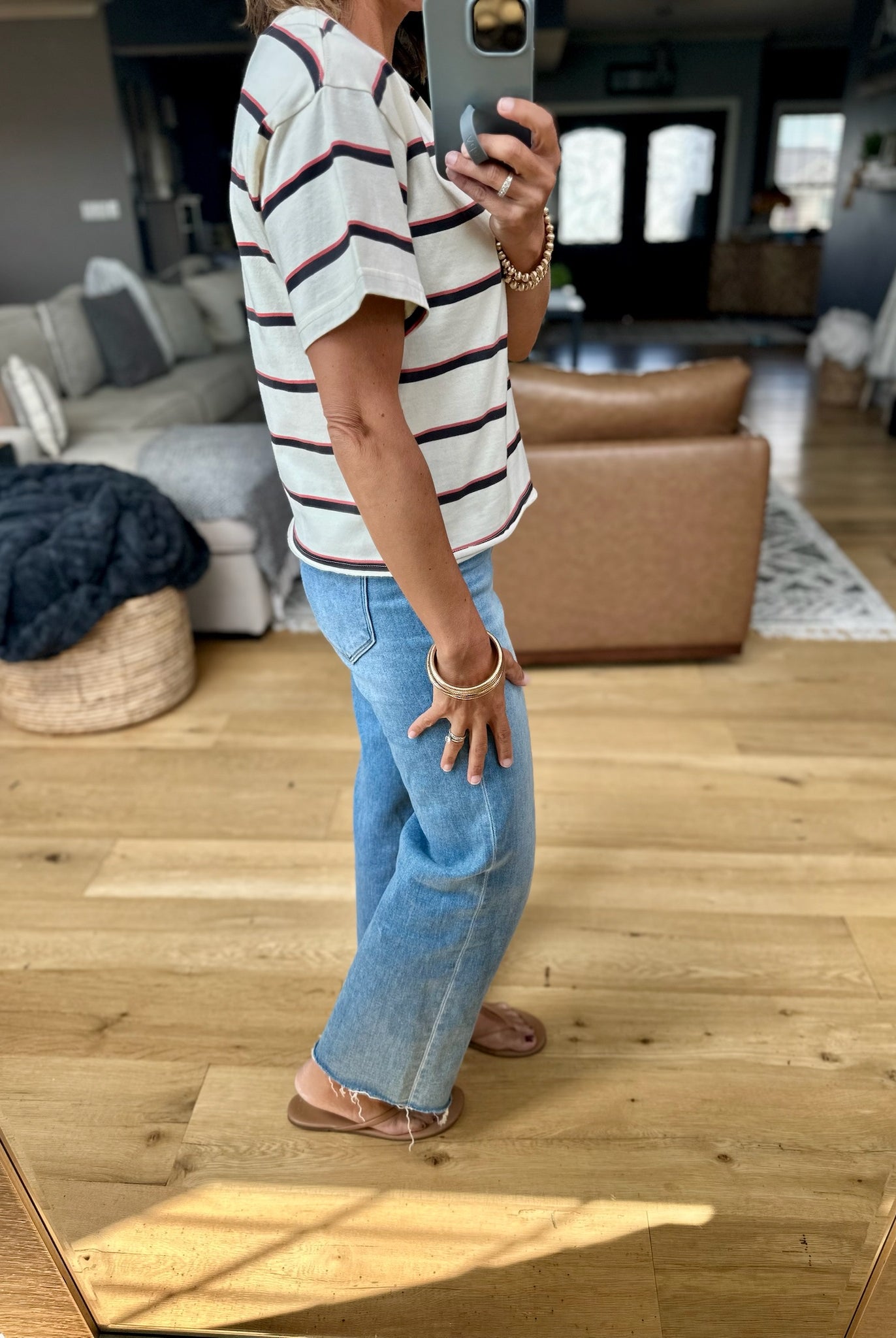 Say Enough Striped Tee-Thread & Supply-Anna Kaytes Boutique, Women's Fashion Boutique in Grinnell, Iowa