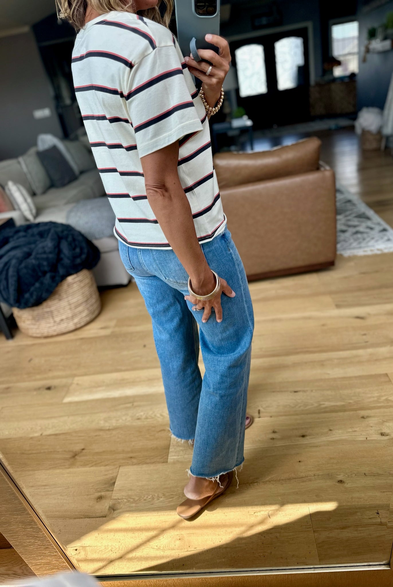 Say Enough Striped Tee-Thread & Supply-Anna Kaytes Boutique, Women's Fashion Boutique in Grinnell, Iowa