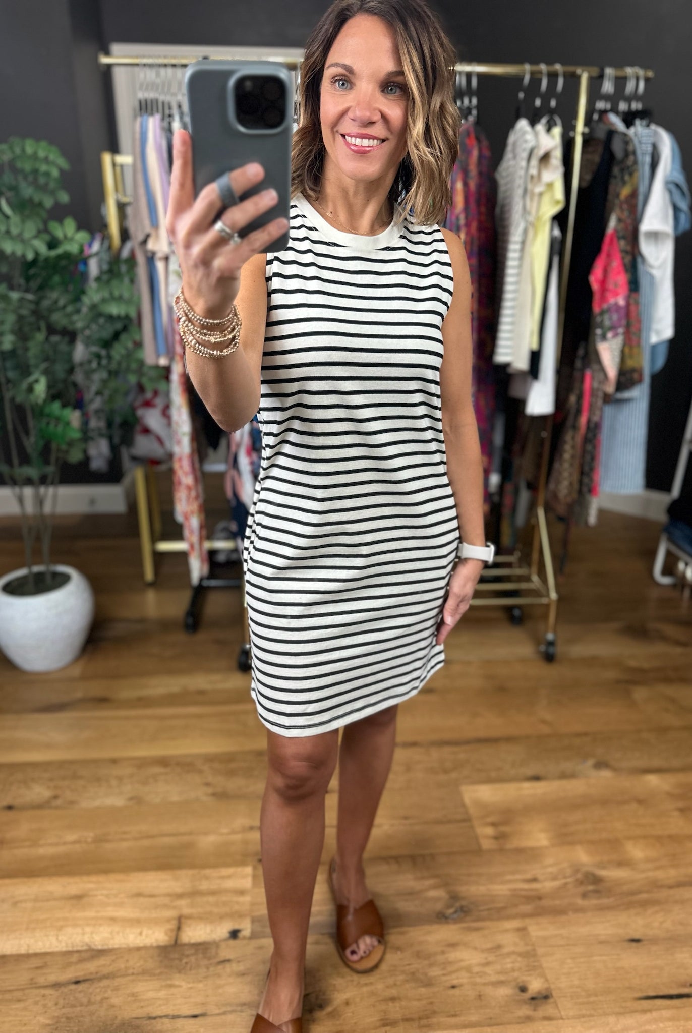 Sunny Days Striped Pocket Tee Dress-Dresses-Double Zero-Anna Kaytes Boutique, Women's Fashion Boutique in Grinnell, Iowa