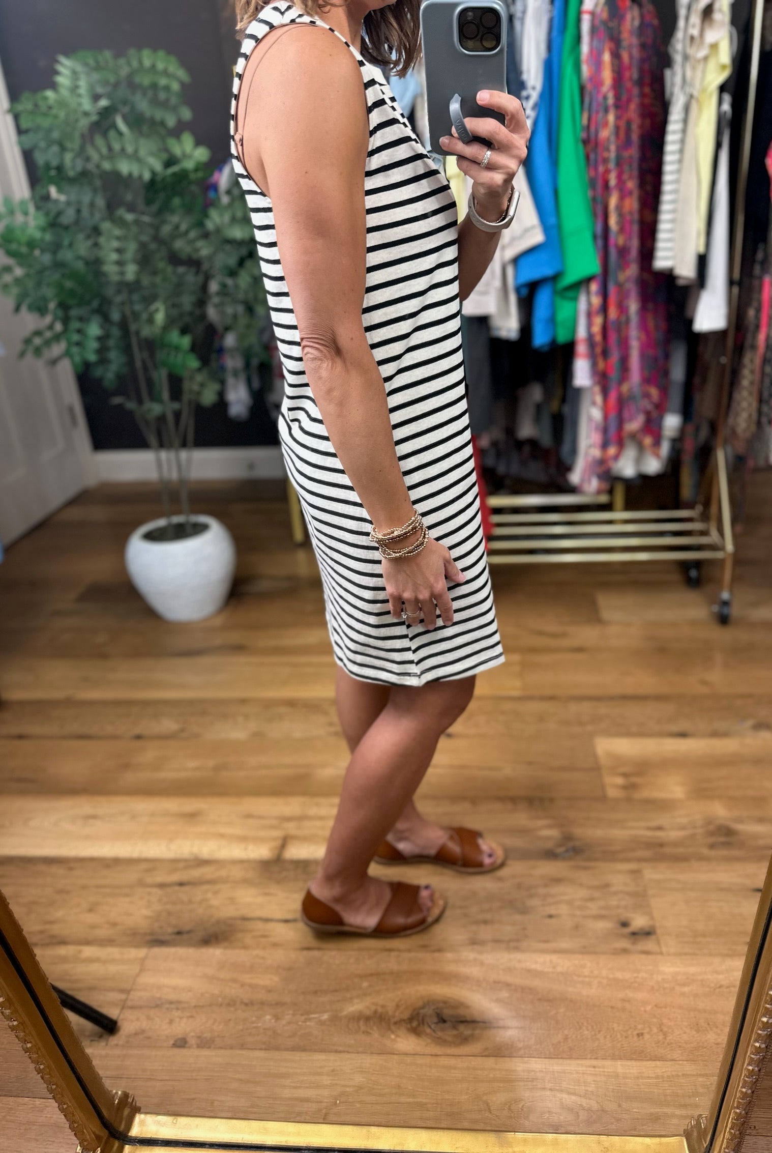 Sunny Days Striped Pocket Tee Dress-Dresses-Double Zero-Anna Kaytes Boutique, Women's Fashion Boutique in Grinnell, Iowa