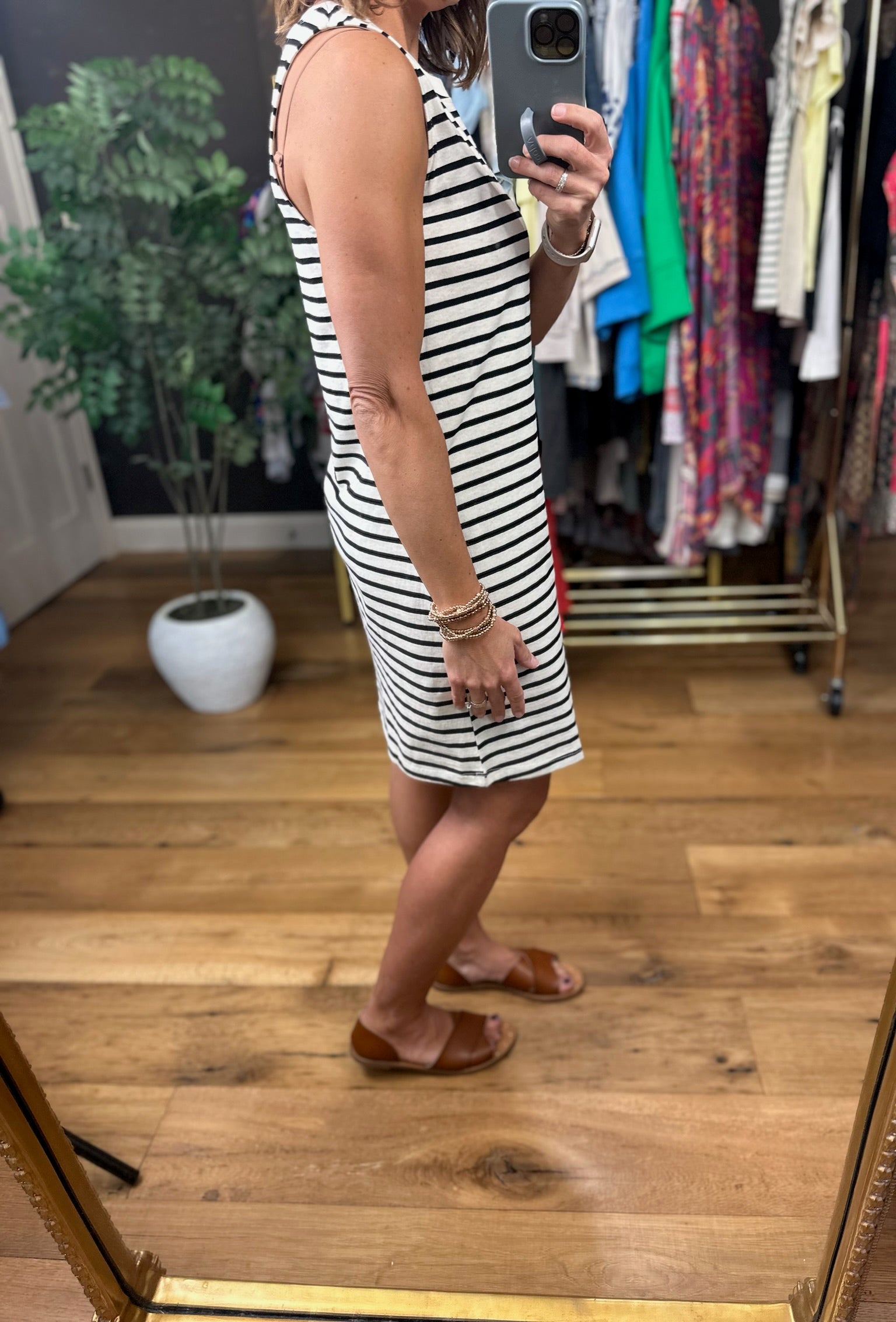 Sunny Days Striped Pocket Tee Dress-Dresses-Double Zero-Anna Kaytes Boutique, Women's Fashion Boutique in Grinnell, Iowa