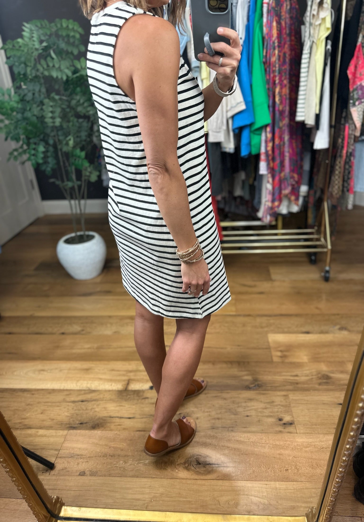 Sunny Days Striped Pocket Tee Dress-Dresses-Double Zero-Anna Kaytes Boutique, Women's Fashion Boutique in Grinnell, Iowa