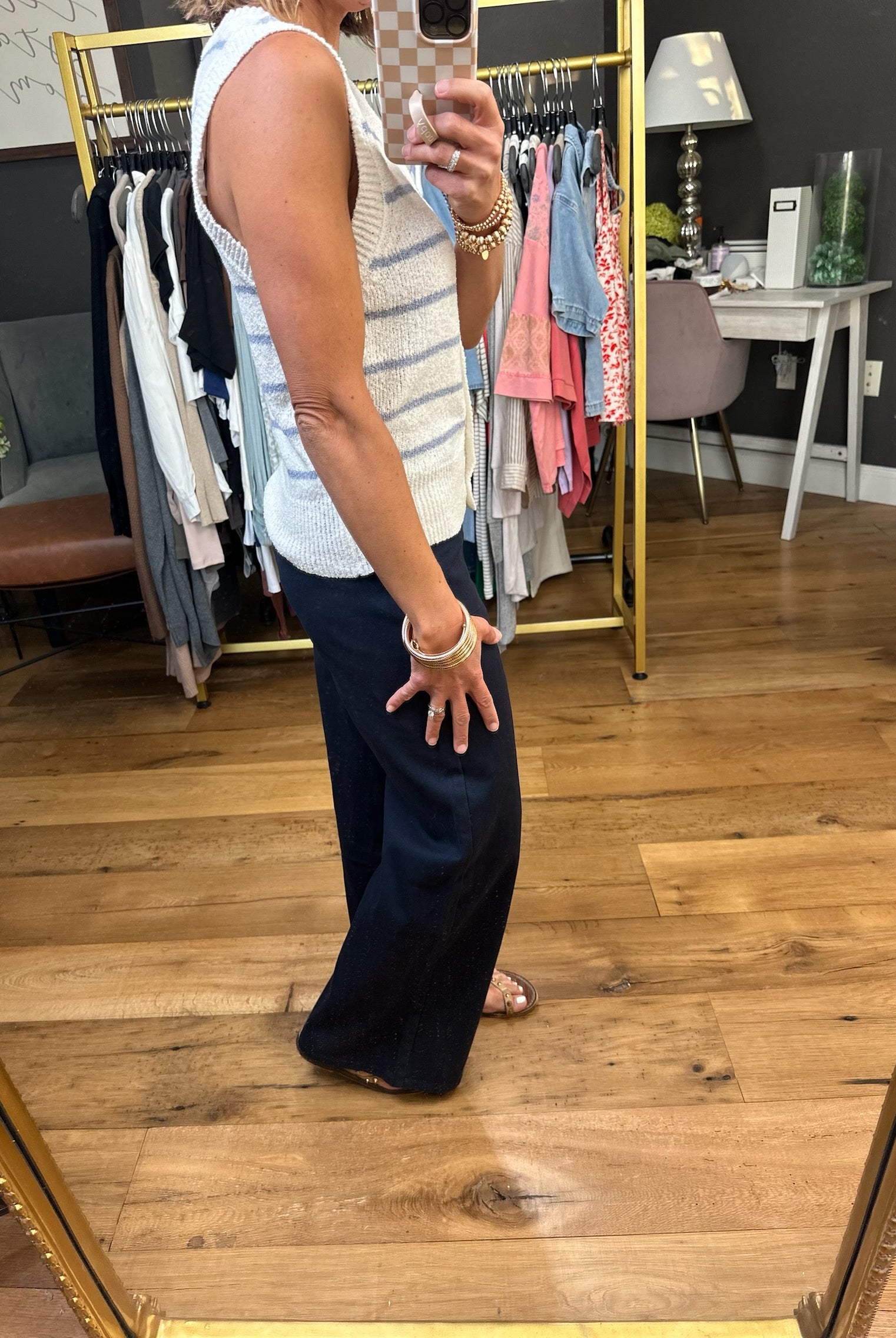 Make My Way Striped Knit Sweater Vest - Slate Blue-Be Cool-Anna Kaytes Boutique, Women's Fashion Boutique in Grinnell, Iowa