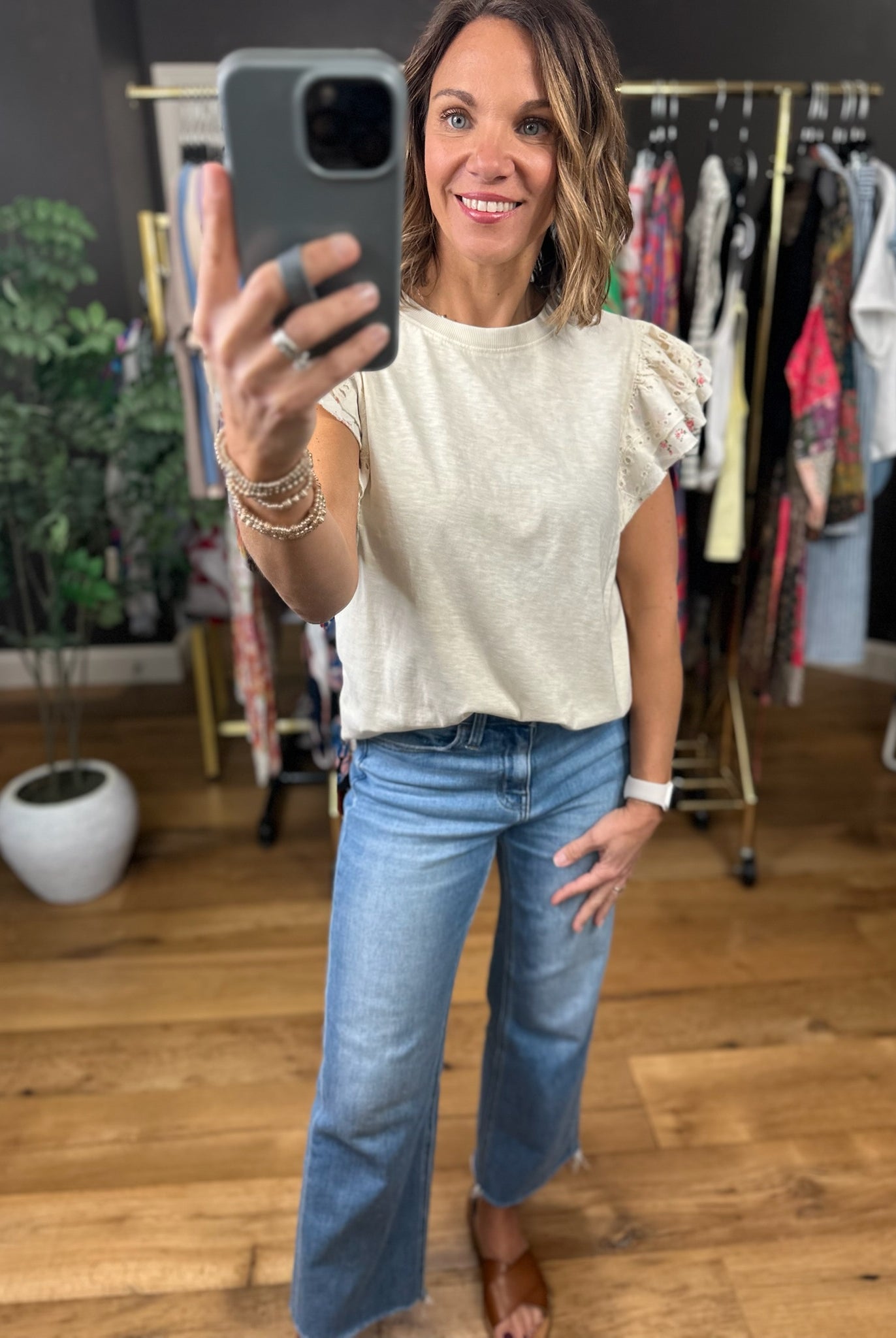 More Than Once Flutter Sleeve Top-Short Sleeves-Easel-Anna Kaytes Boutique, Women's Fashion Boutique in Grinnell, Iowa