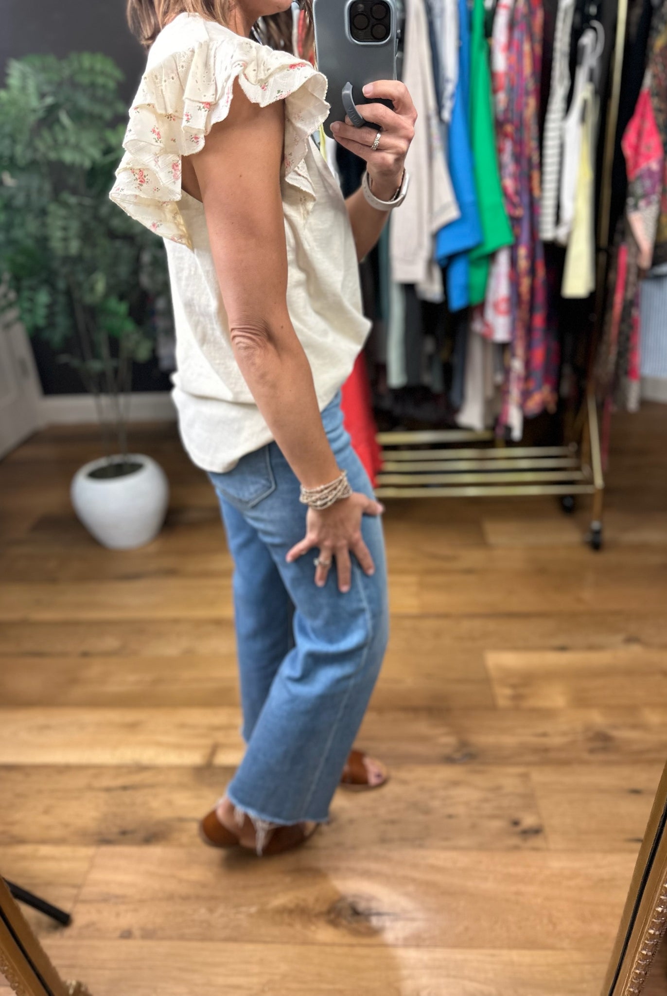 More Than Once Flutter Sleeve Top-Short Sleeves-Easel-Anna Kaytes Boutique, Women's Fashion Boutique in Grinnell, Iowa