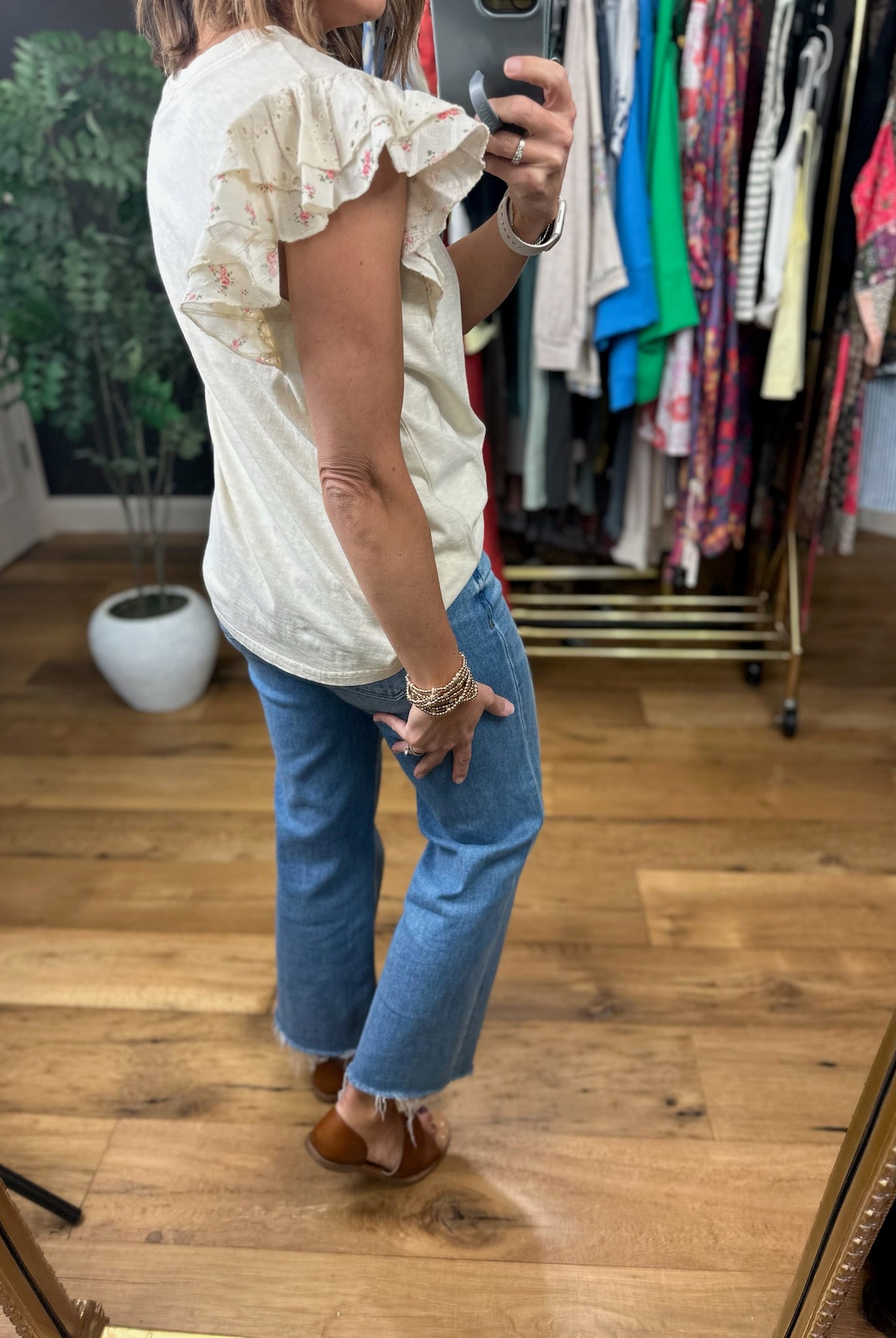 More Than Once Flutter Sleeve Top-Short Sleeves-Easel-Anna Kaytes Boutique, Women's Fashion Boutique in Grinnell, Iowa