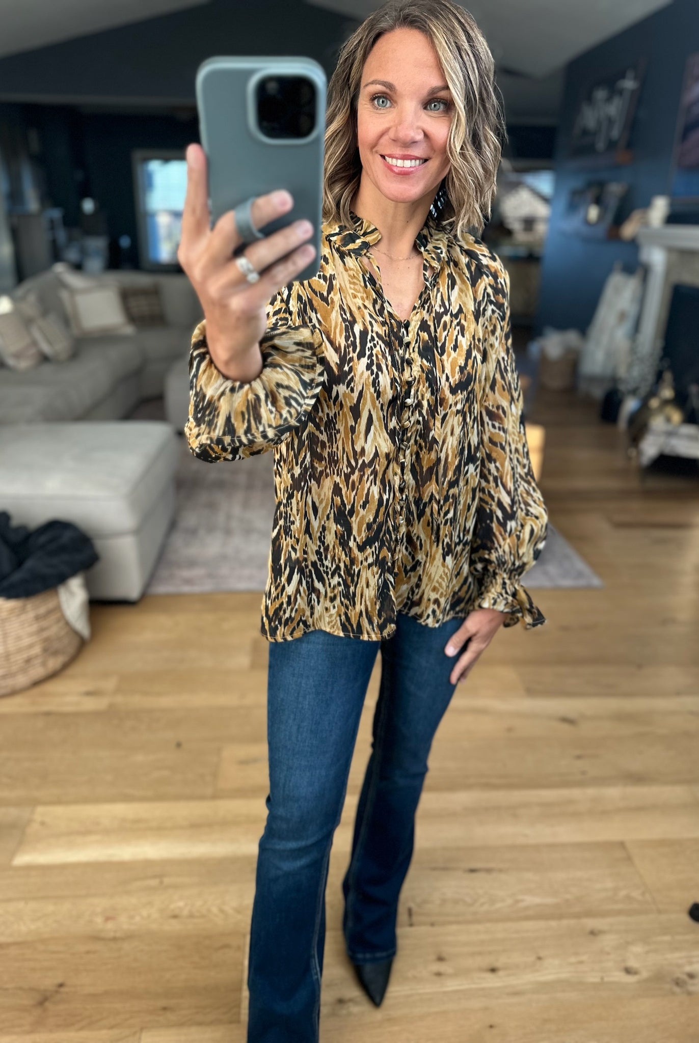 Her Own Thing Patterned Top-Long Sleeves-Dress Forum-Anna Kaytes Boutique, Women's Fashion Boutique in Grinnell, Iowa