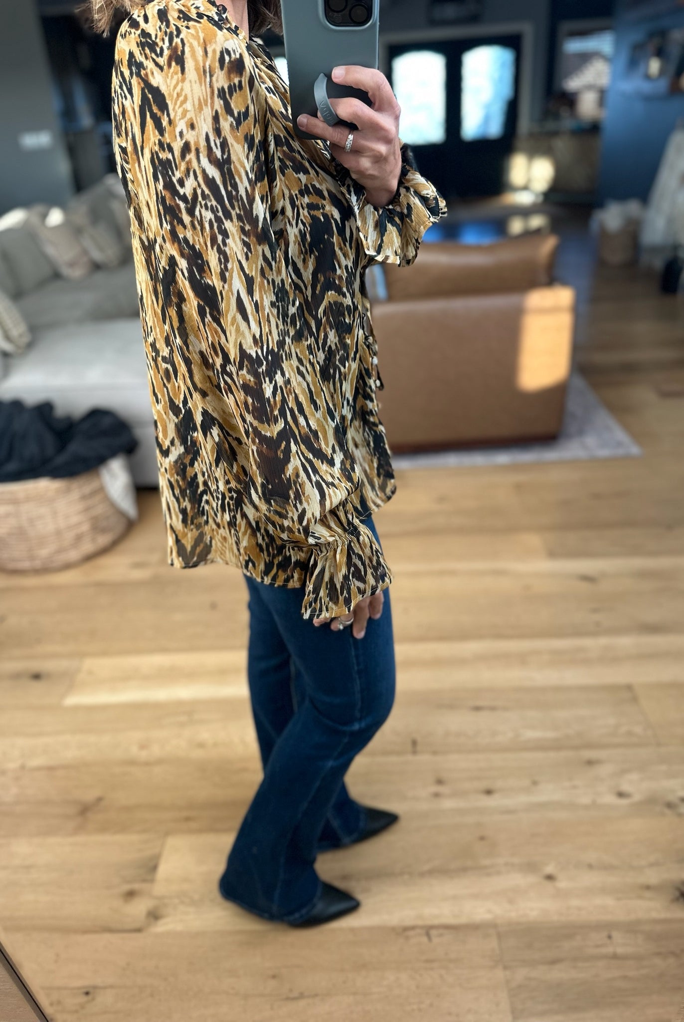 Her Own Thing Patterned Top-Long Sleeves-Dress Forum-Anna Kaytes Boutique, Women's Fashion Boutique in Grinnell, Iowa
