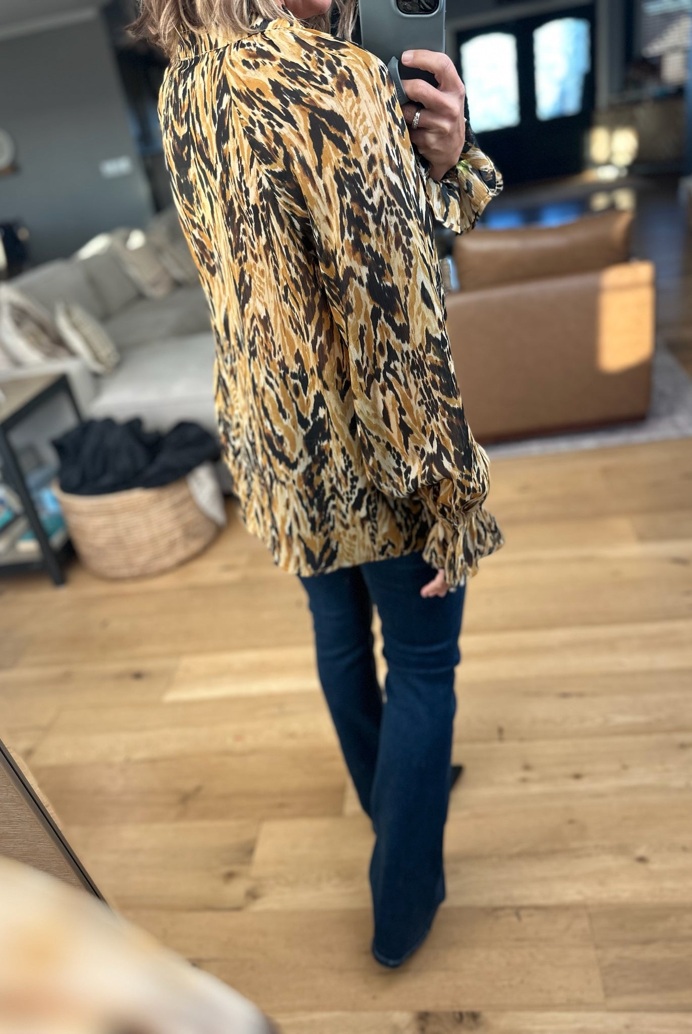 Her Own Thing Patterned Top-Long Sleeves-Dress Forum-Anna Kaytes Boutique, Women's Fashion Boutique in Grinnell, Iowa