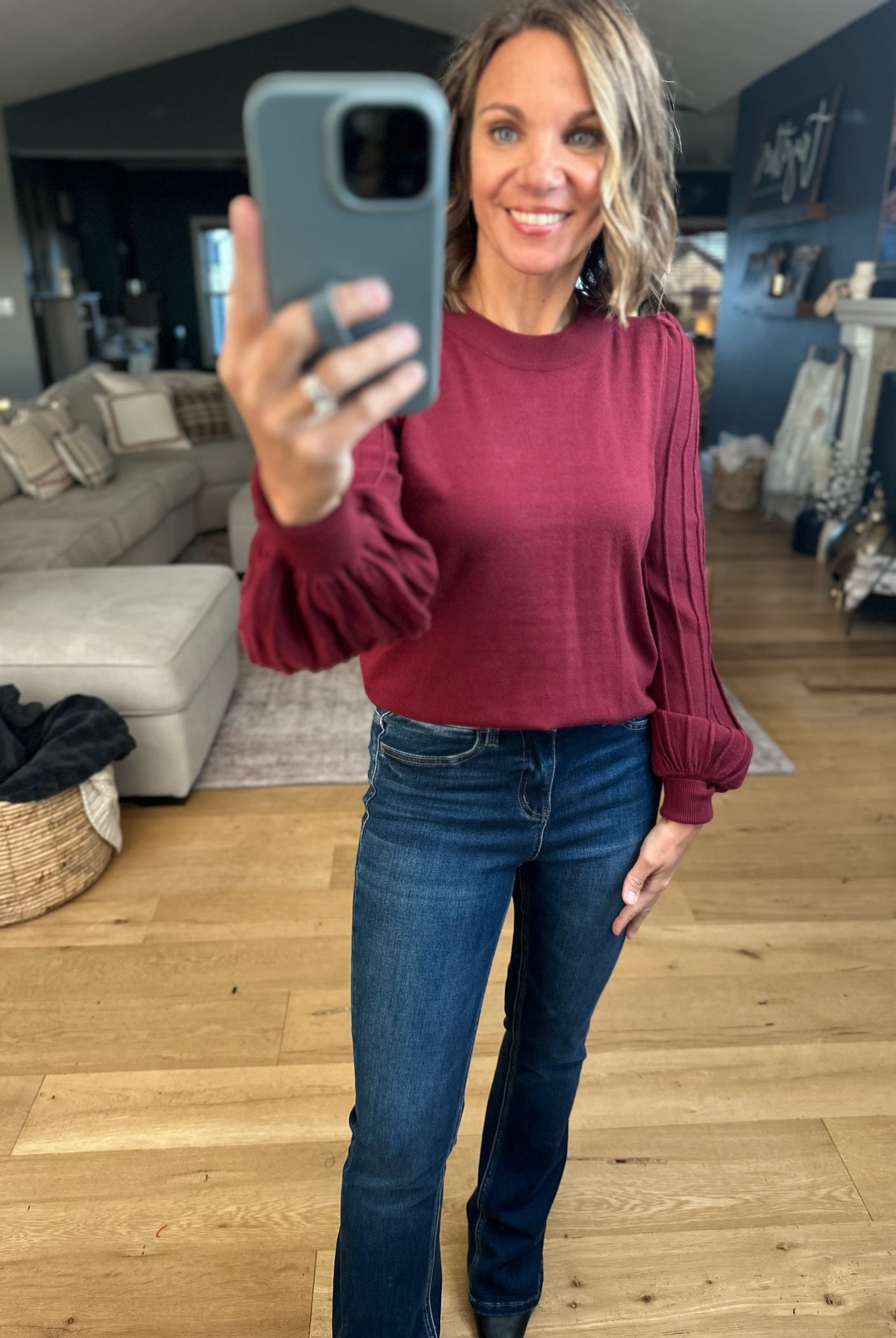 On The List Balloon Sleeve Knit-Long Sleeves-& Merci-Anna Kaytes Boutique, Women's Fashion Boutique in Grinnell, Iowa