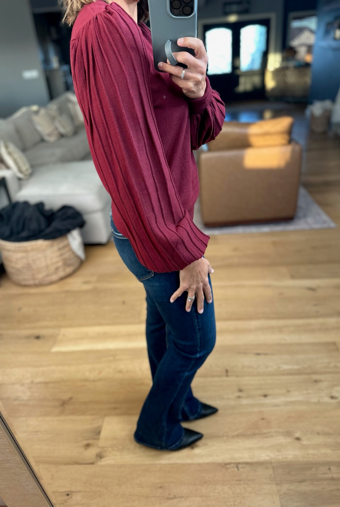 On The List Balloon Sleeve Knit-Long Sleeves-& Merci-Anna Kaytes Boutique, Women's Fashion Boutique in Grinnell, Iowa