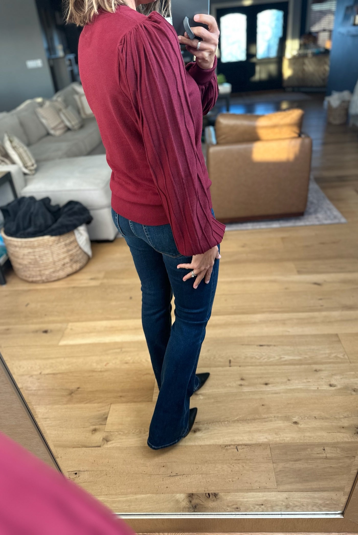 On The List Balloon Sleeve Knit-Long Sleeves-& Merci-Anna Kaytes Boutique, Women's Fashion Boutique in Grinnell, Iowa