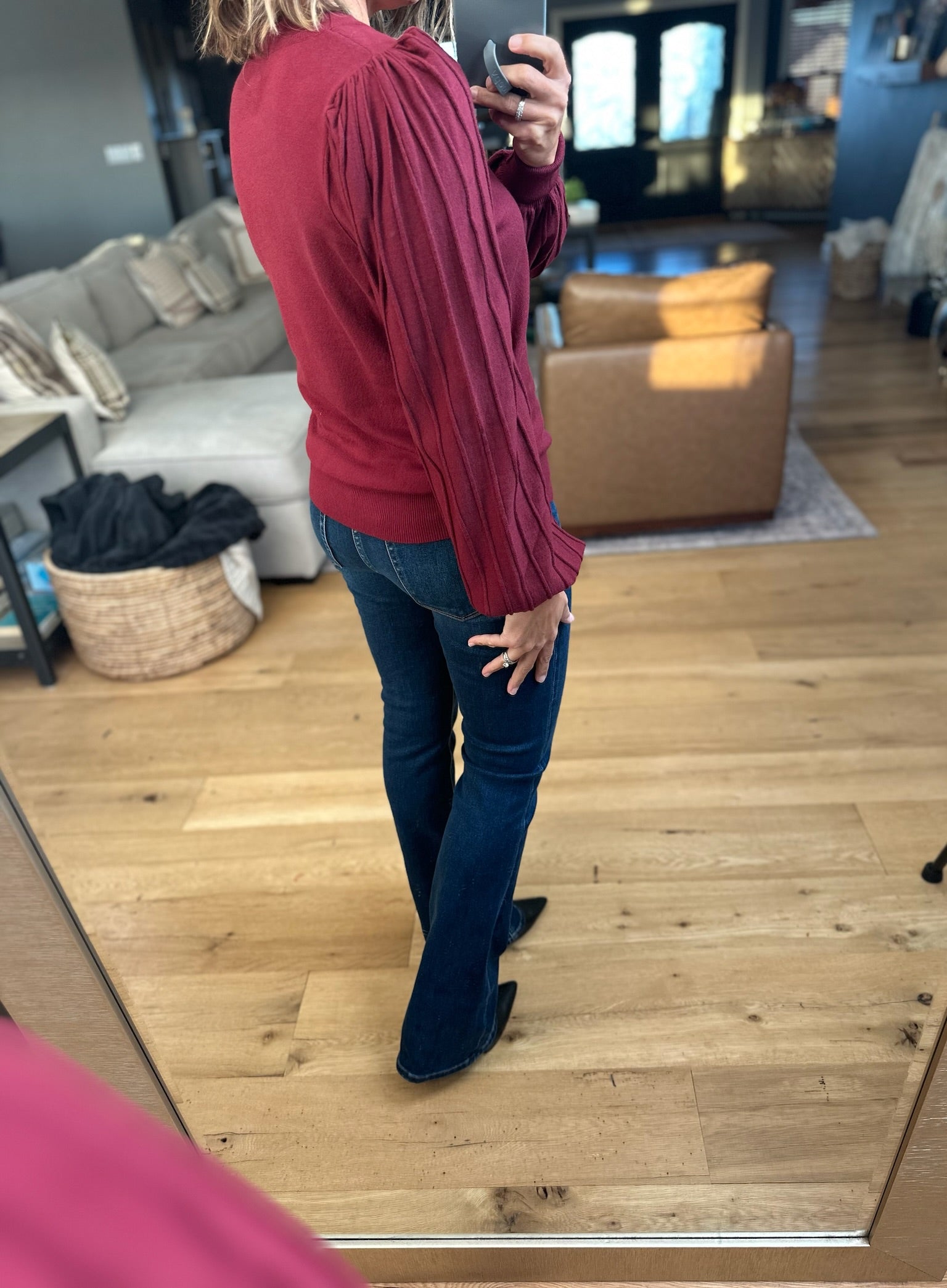 On The List Balloon Sleeve Knit-Long Sleeves-& Merci-Anna Kaytes Boutique, Women's Fashion Boutique in Grinnell, Iowa