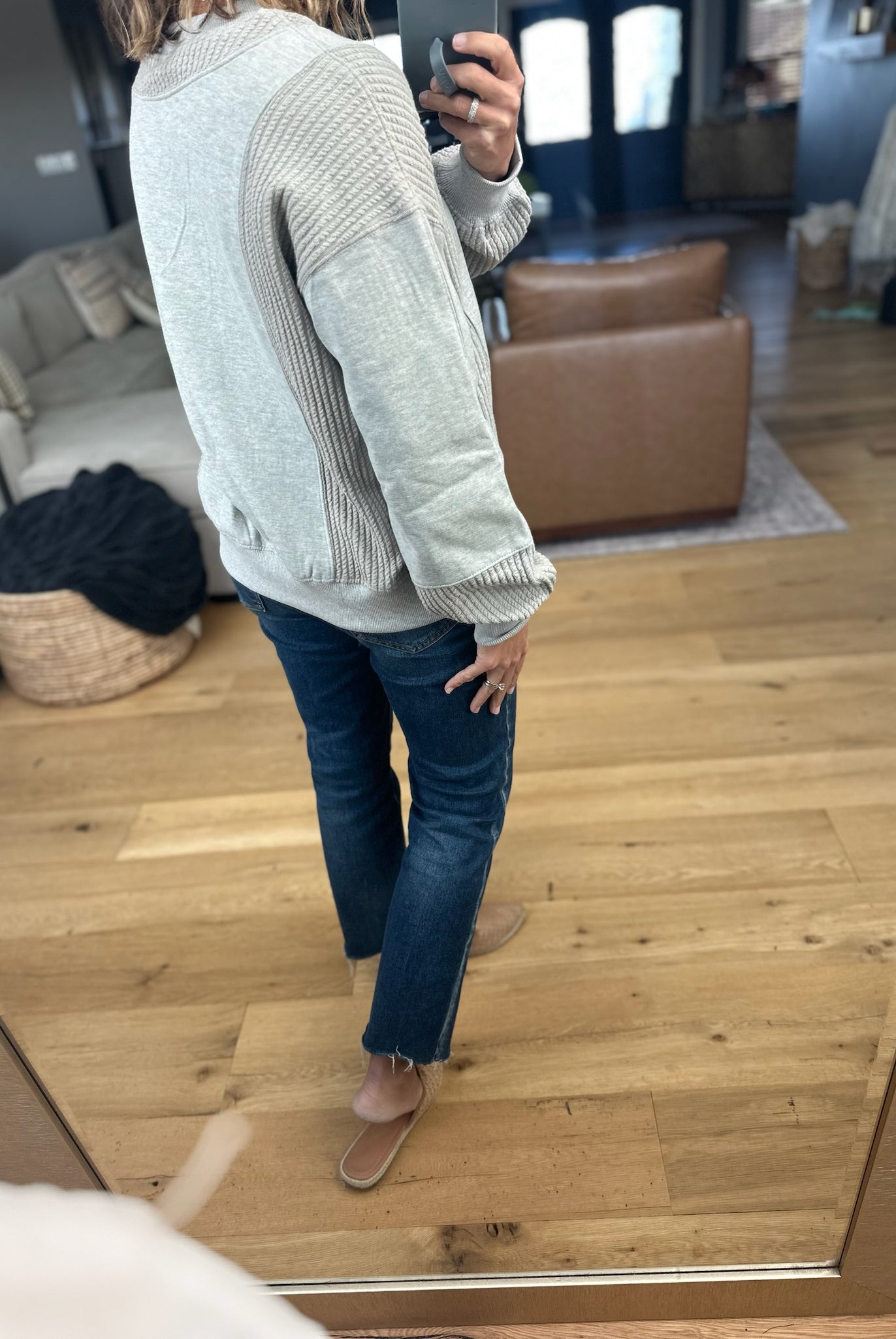 More True Textured V-Neck Sweatshirt-Sweaters-Doe & Rae-Anna Kaytes Boutique, Women's Fashion Boutique in Grinnell, Iowa